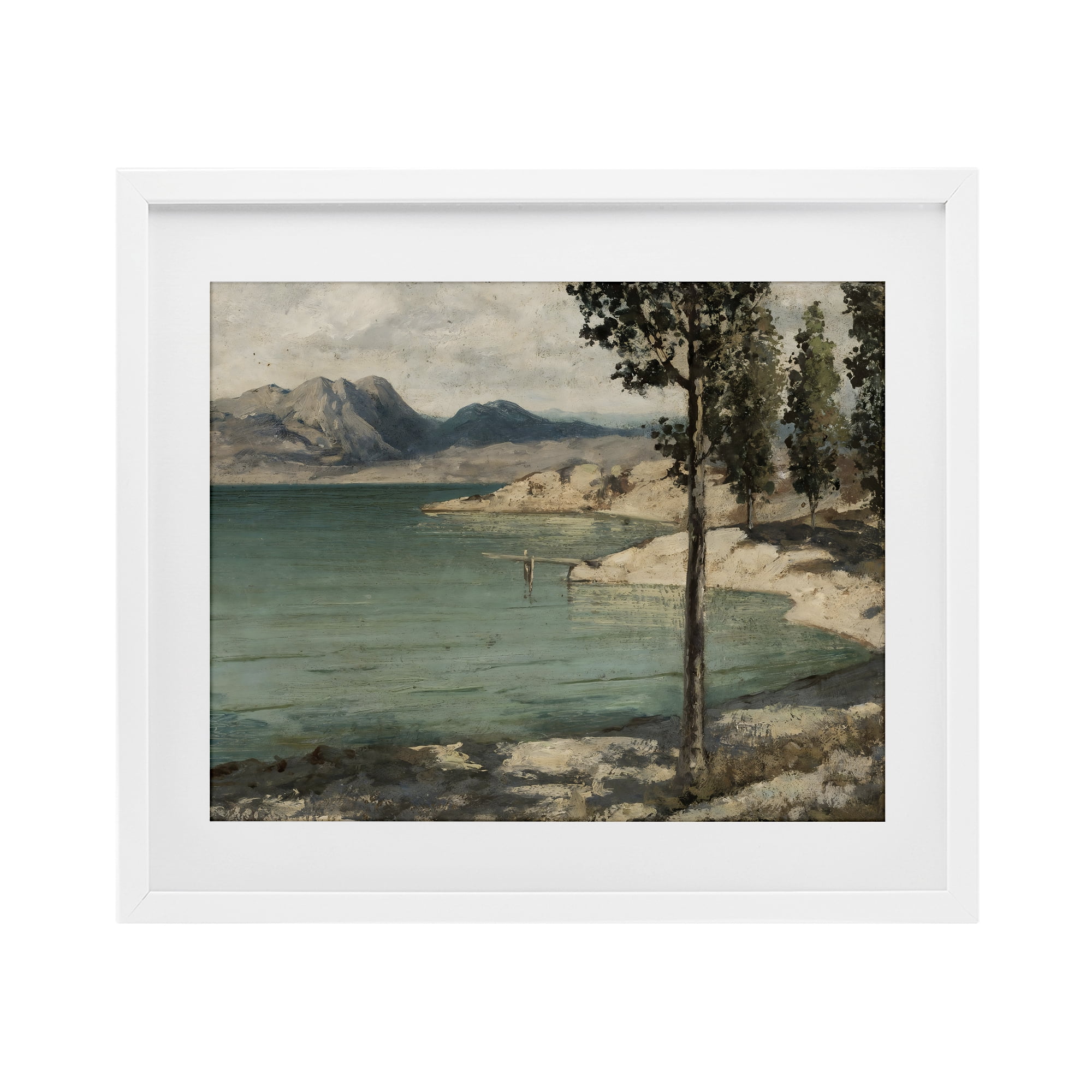 Stupell Industries Tranquil Shore with Trees White Framed Print Under Glass, design by Arlington Prints