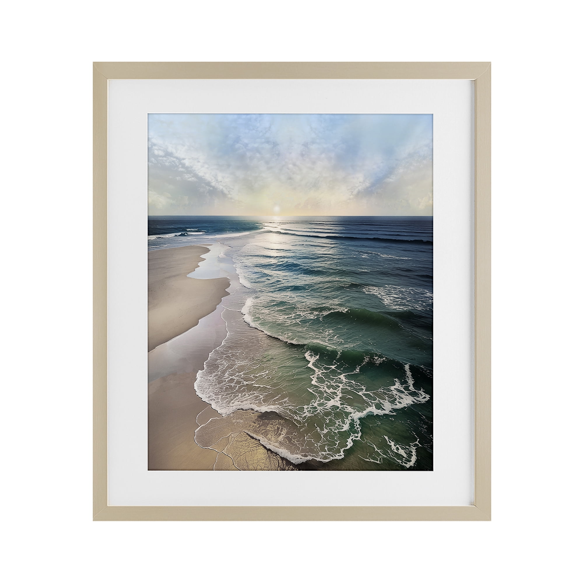 Stupell Industries Tranquil Shoreline with Soft Light Birch Framed Print Under Glass, design by Mike Calascibetta
