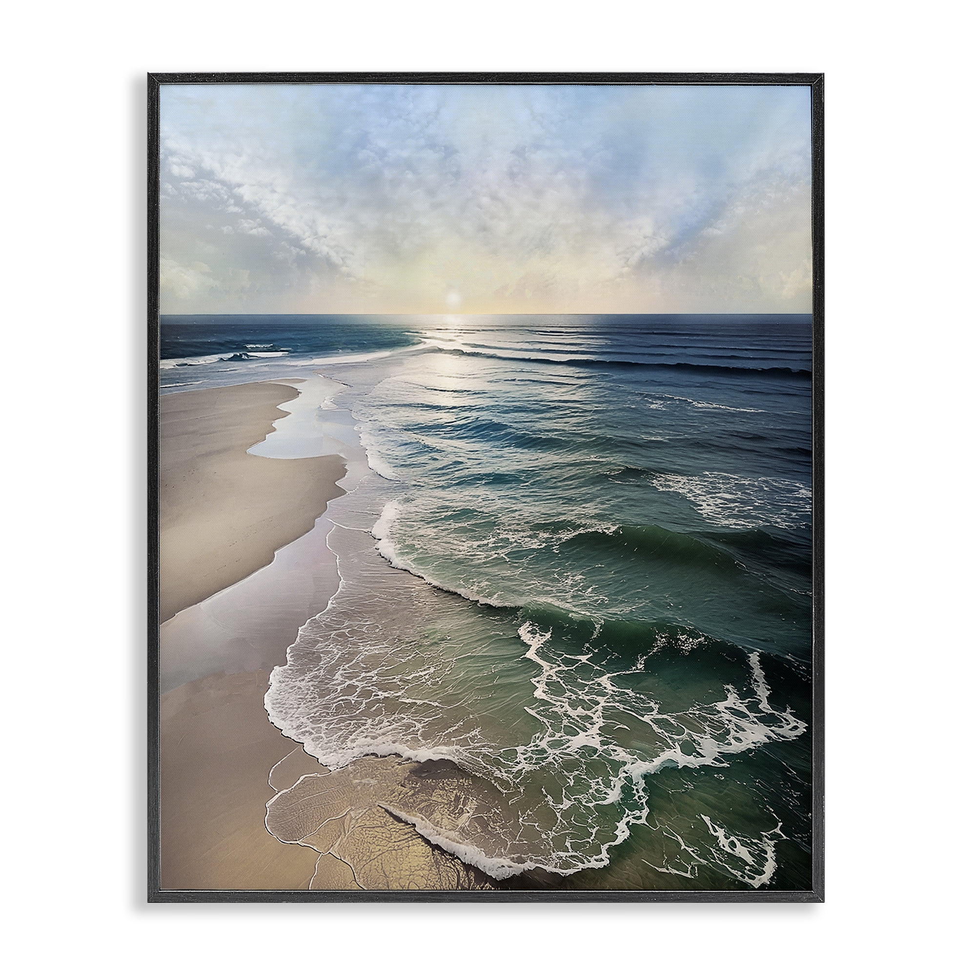 Stupell Industries Tranquil Shoreline with Soft Light Black Framed Giclee Art, design by Mike Calascibetta