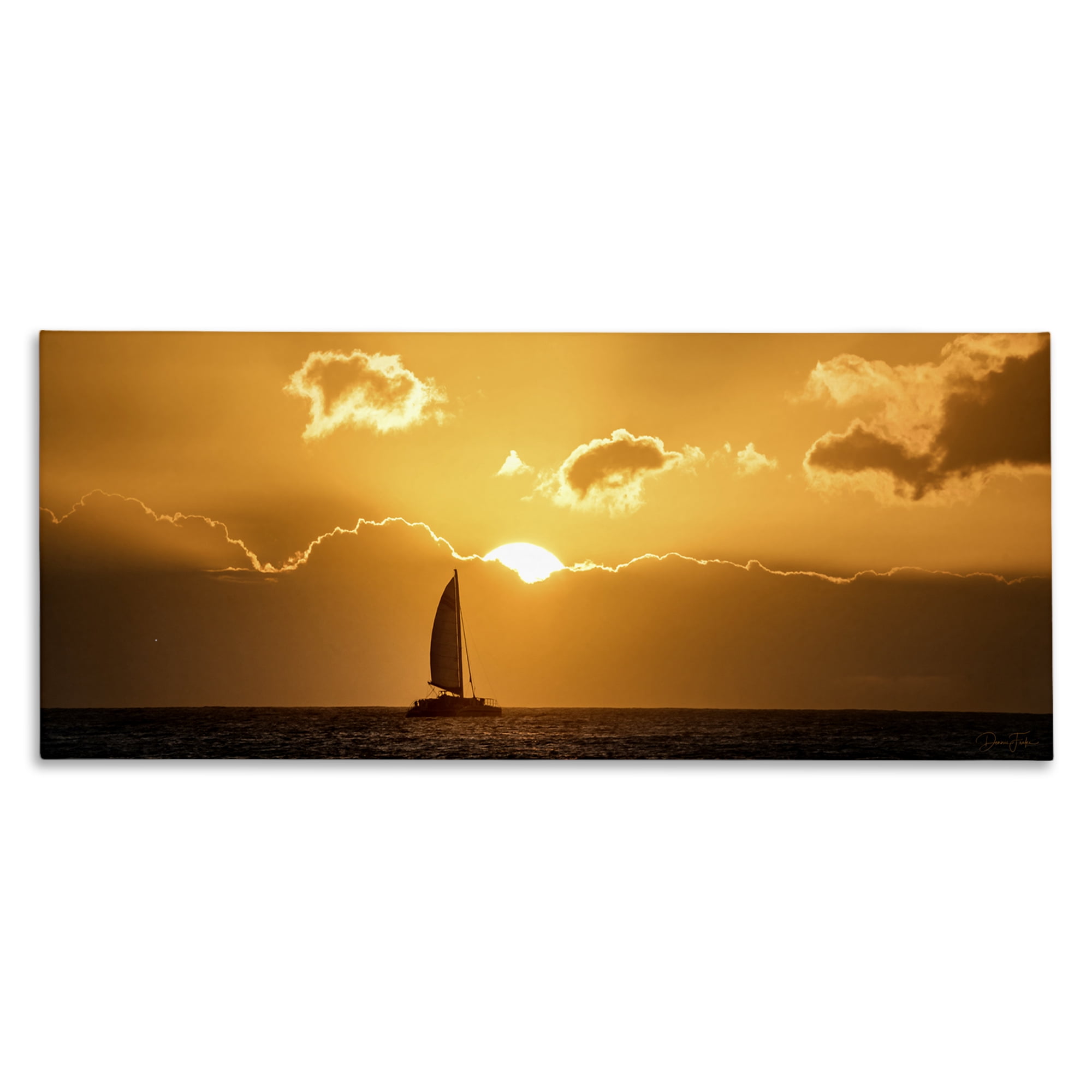 Stupell Industries Tranquil Sunset Sailboat Transportation Photography Wrapped Canvas Art Print Wall Art, 40 x 17