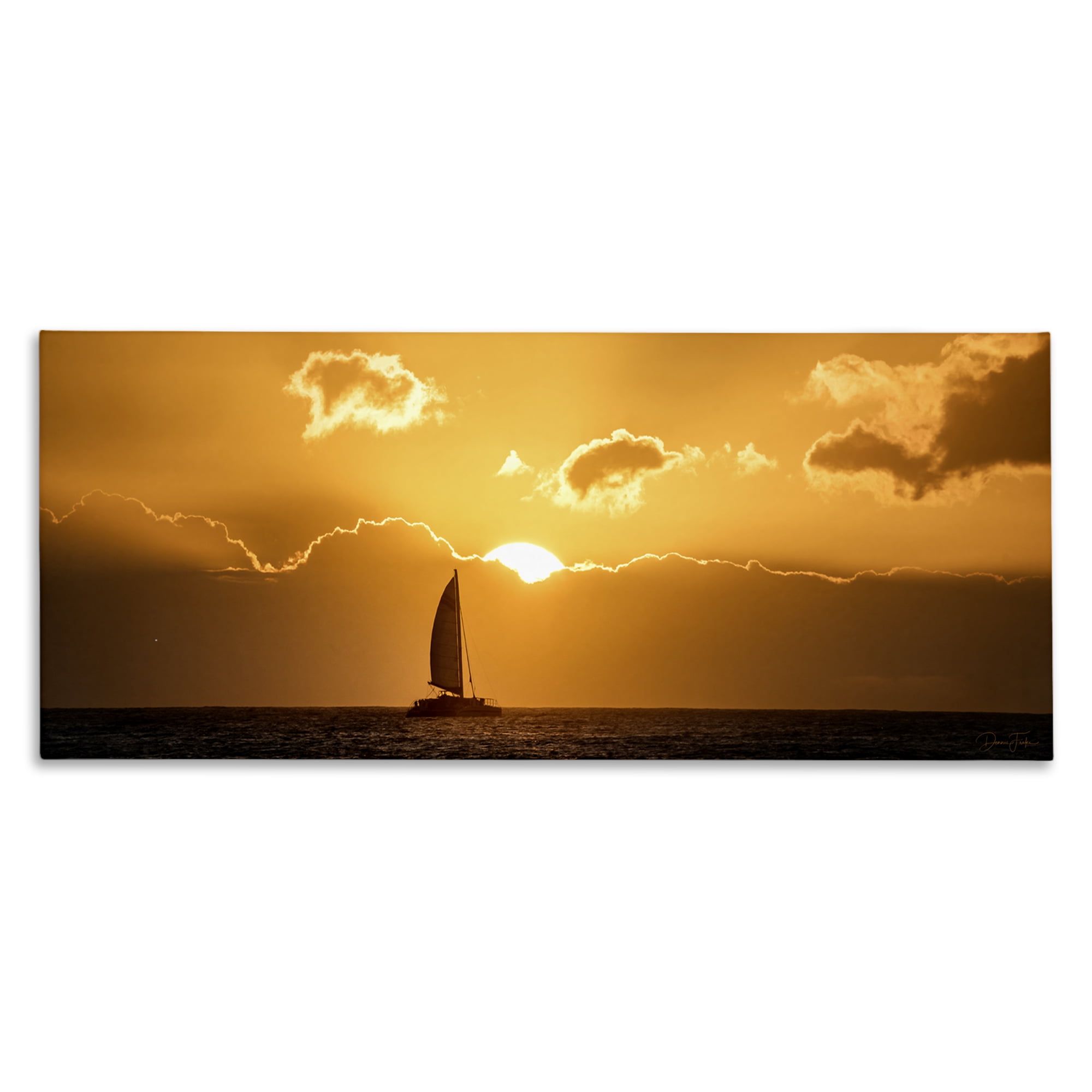 Stupell Industries Tranquil Sunset Sailboat Transportation Photography Wrapped Canvas Art Print Wall Art, 48 x 20
