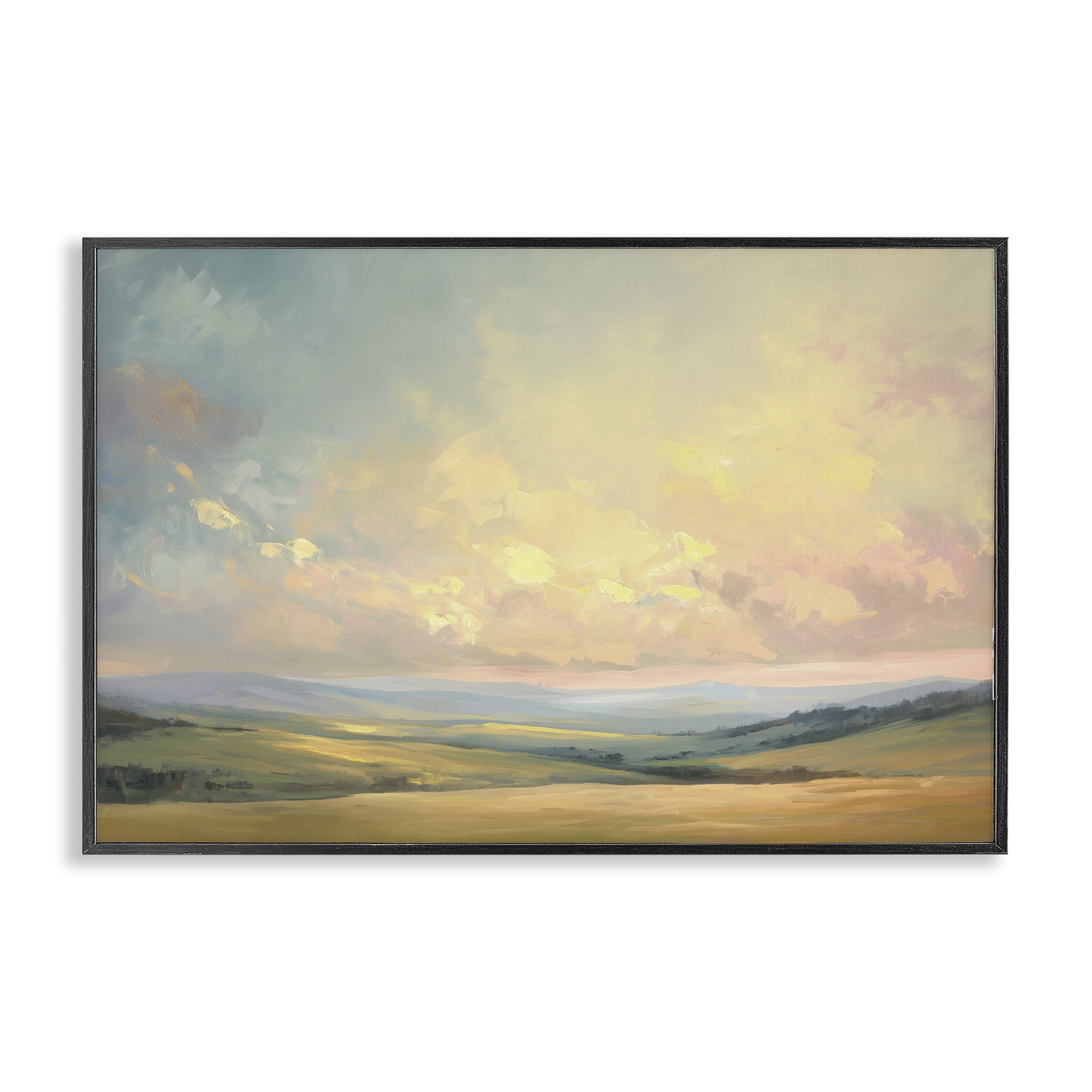 Stupell Industries Tranquil Twilight Fields Landscape & Nature Painting Black Framed Art Print Wall Art, 18 x 12