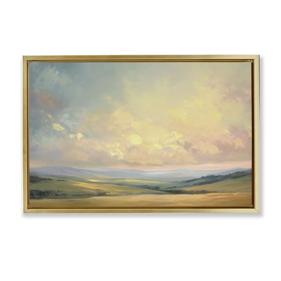 Stupell Industries Traditional Tranquil Twilight Fields Gold Floating Frame Canvas Art, 31 x 21, by Gina Kelly
