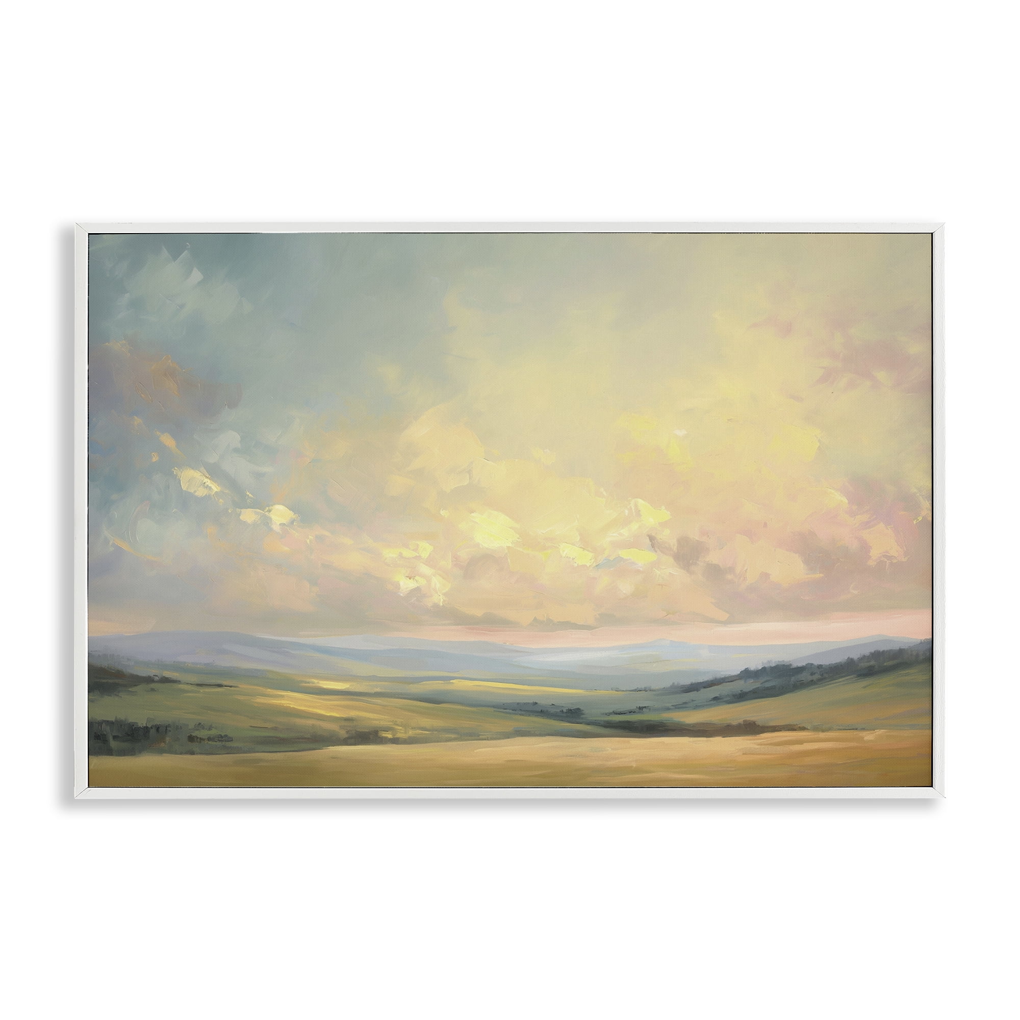 Stupell Industries Tranquil Twilight Fields Landscape & Nature Painting White Framed Art Print Wall Art, 18 x 12