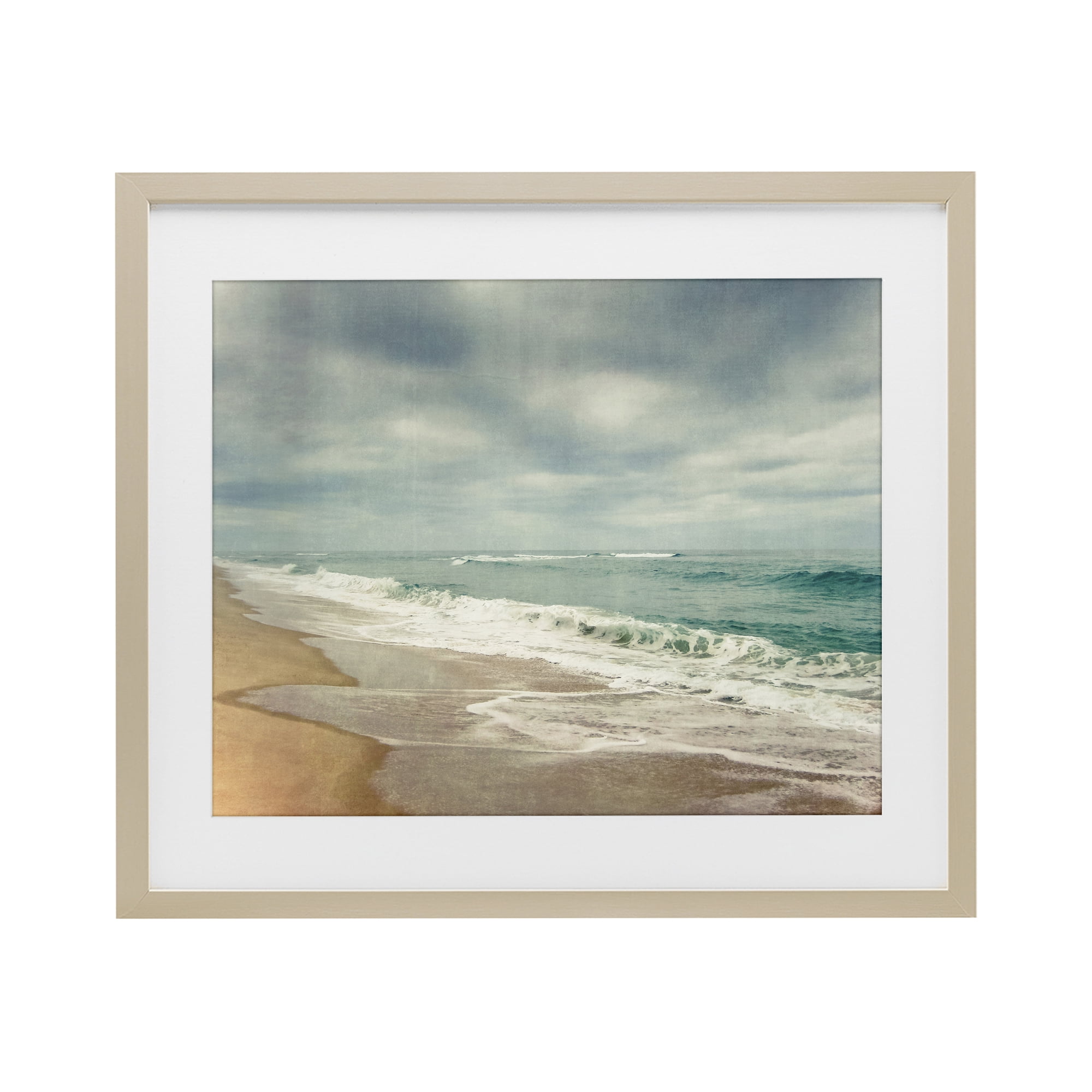 Stupell Industries Tranquil Waves Along Sandy Coast Birch Framed Print Under Glass, design by Dirk Wüstenhagen