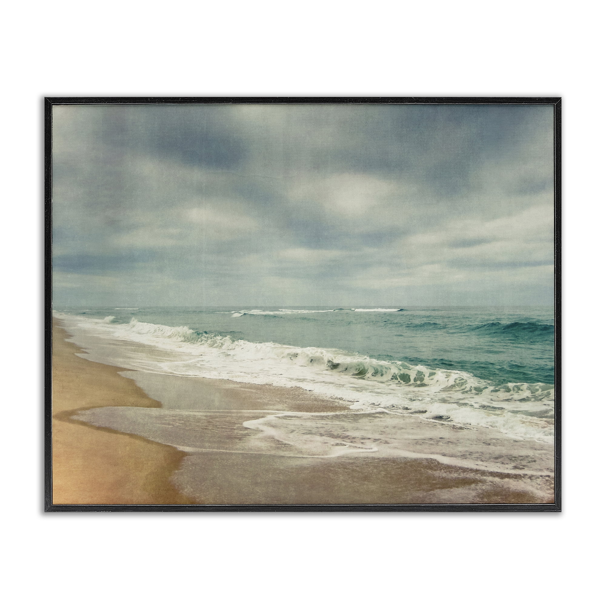 Stupell Industries Tranquil Waves Along Sandy Coast Black Framed Giclee Art, design by Dirk Wüstenhagen