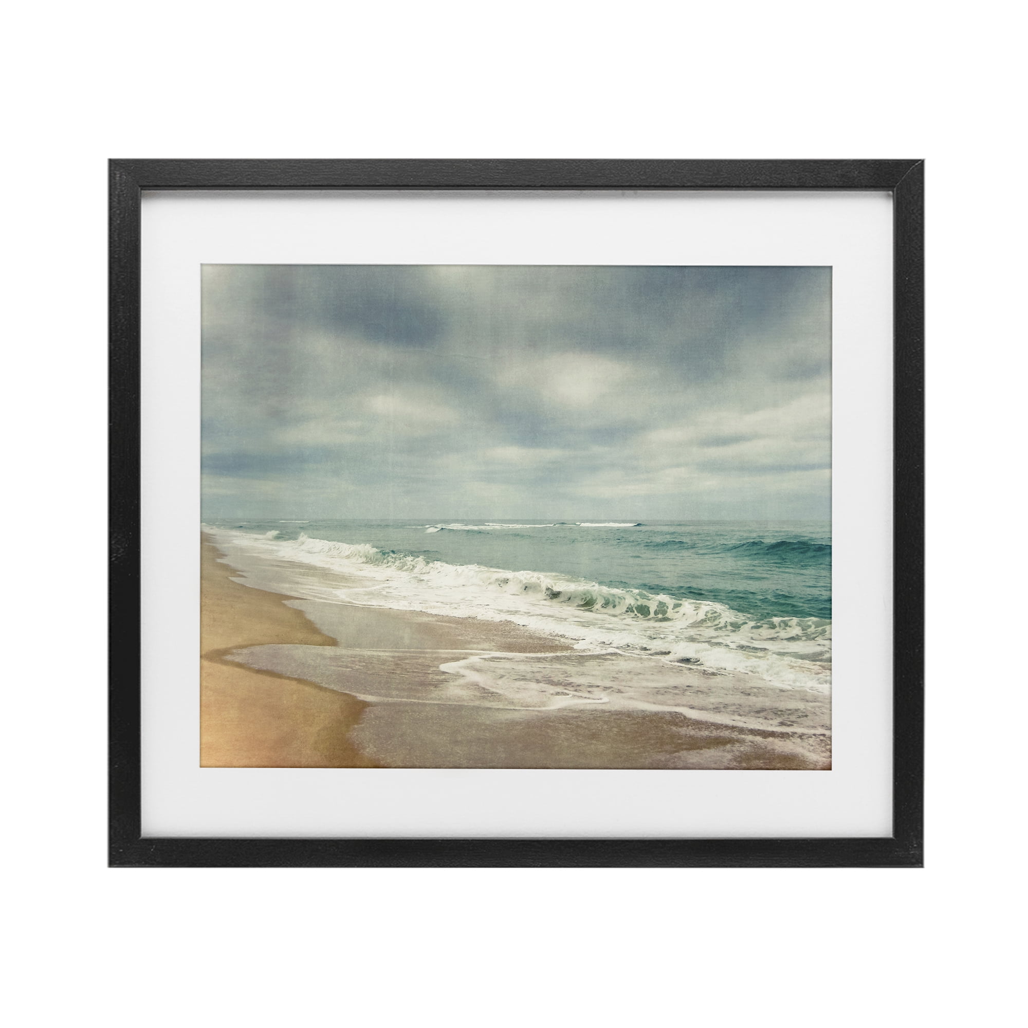 Stupell Industries Tranquil Waves Along Sandy Coast Black Framed Print Under Glass, design by Dirk Wüstenhagen