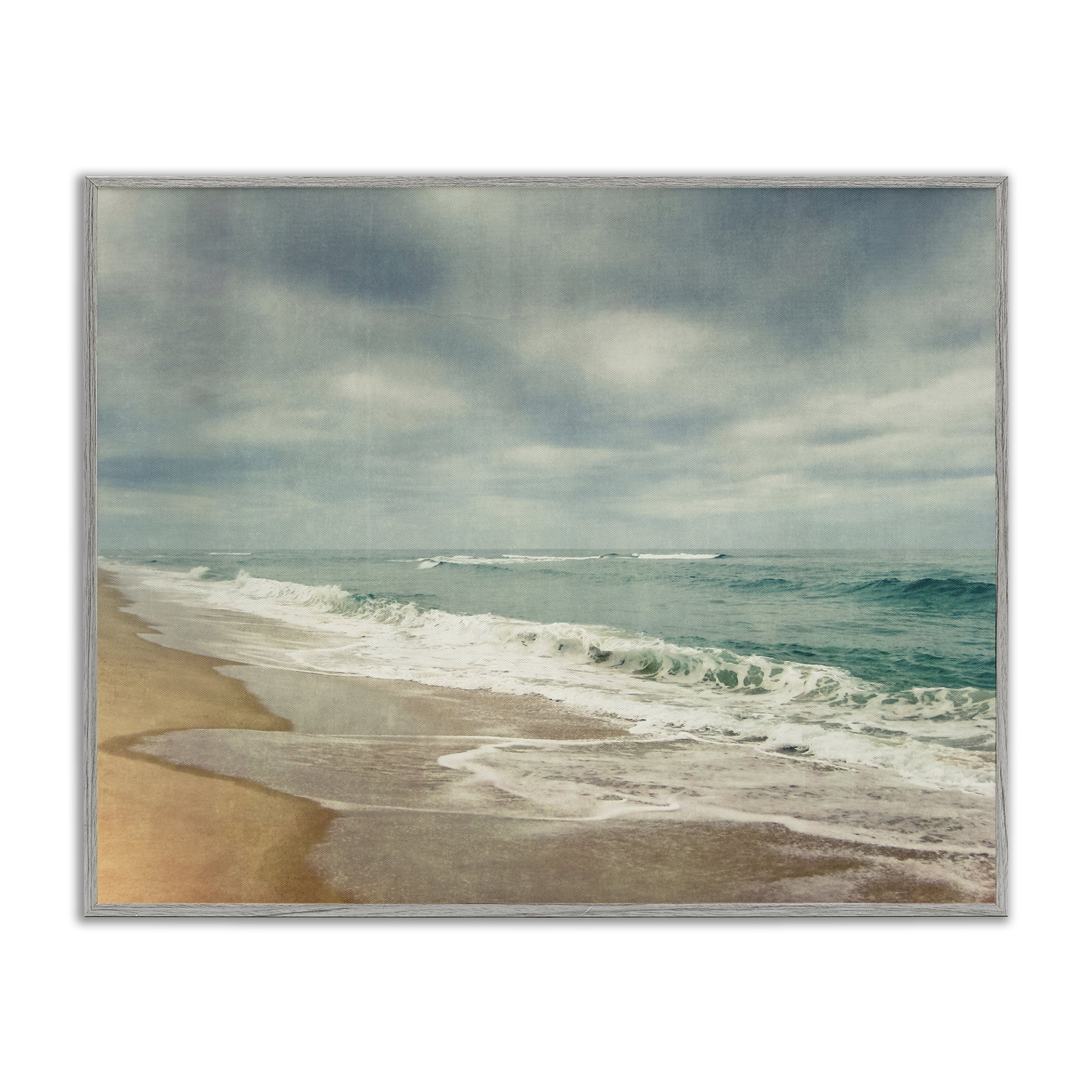 Stupell Industries Tranquil Waves Along Sandy Coast Gray Framed Giclee Art, design by Dirk Wüstenhagen