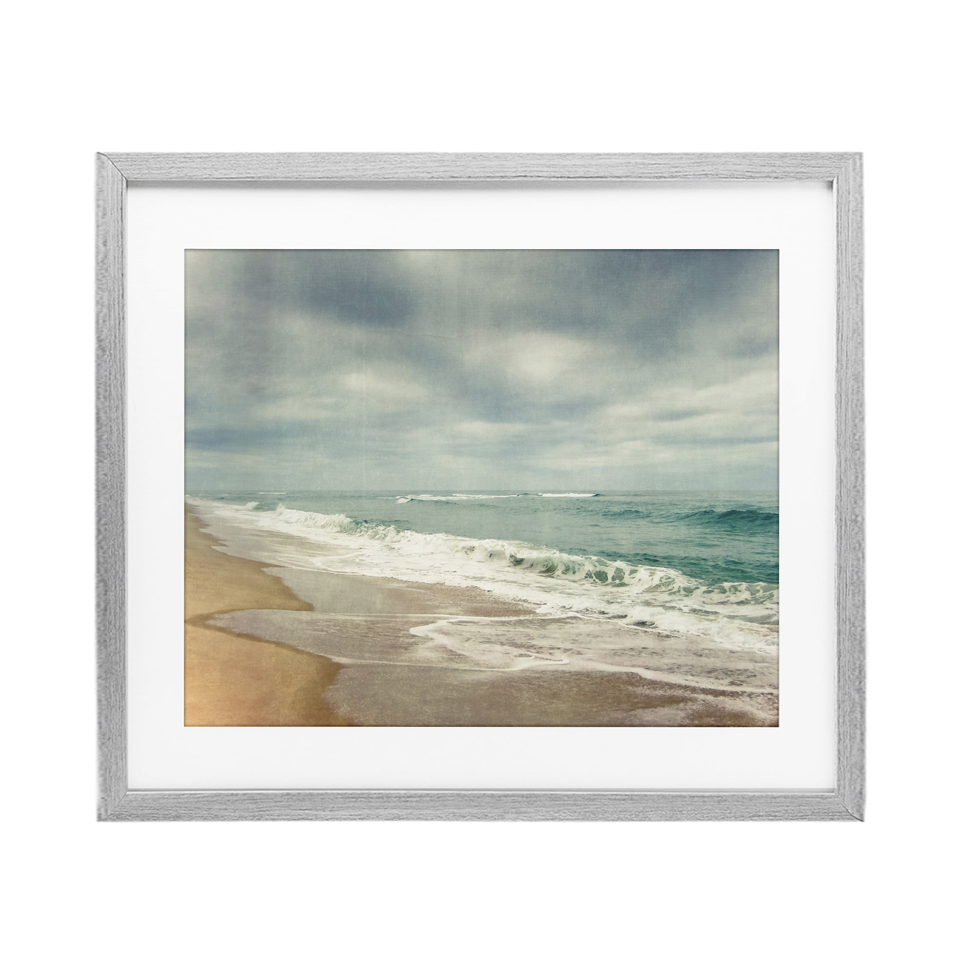 Stupell Industries Tranquil Waves Along Sandy Coast Gray Framed Print Under Glass, design by Dirk Wüstenhagen
