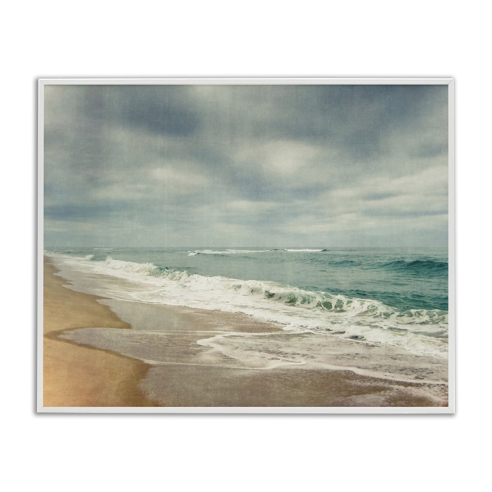 Stupell Industries Tranquil Waves Along Sandy Coast White Framed Giclee Art, design by Dirk Wüstenhagen