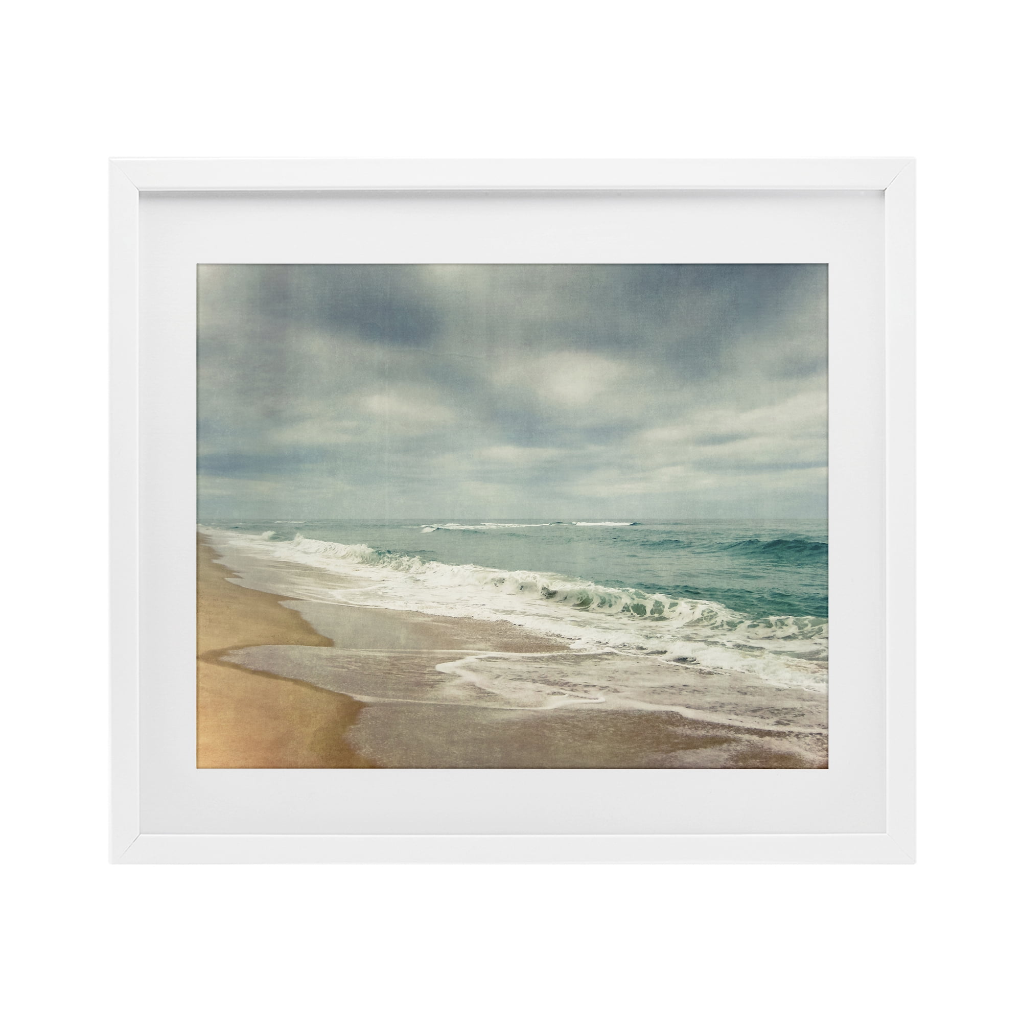Stupell Industries Tranquil Waves Along Sandy Coast White Framed Print Under Glass, design by Dirk Wüstenhagen