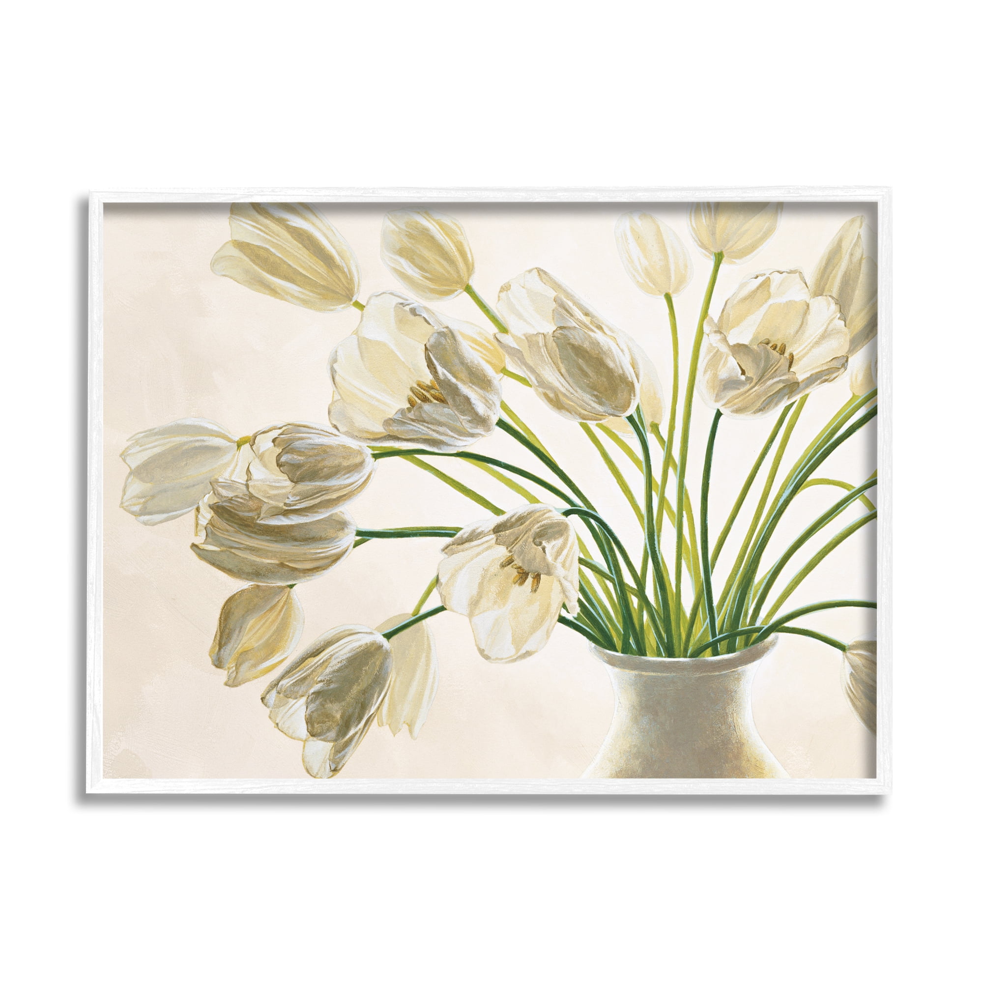 Stupell Industries Tranquil White Tulip Bouquet in Country Vase, 11 x 14,Design by Eva Barberini