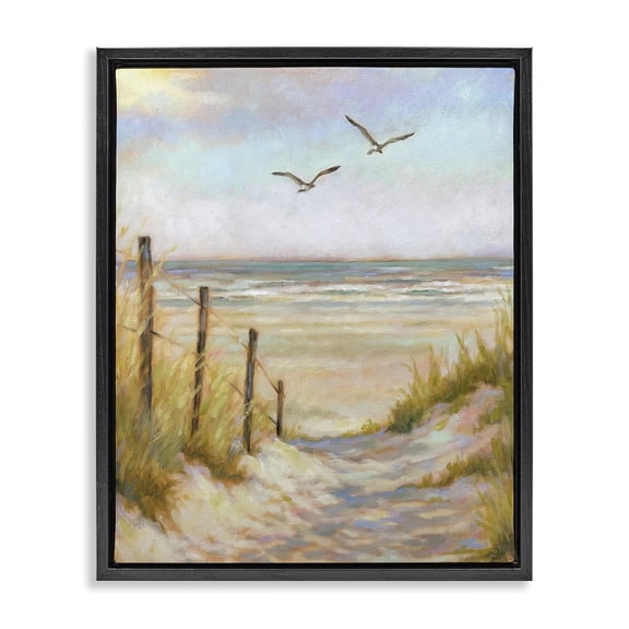 Stupell Industries Tropical Tranquility Beach Coastal Path Black Floating Frame Canvas Art, 25 x 31, by Linda Sperruzzi