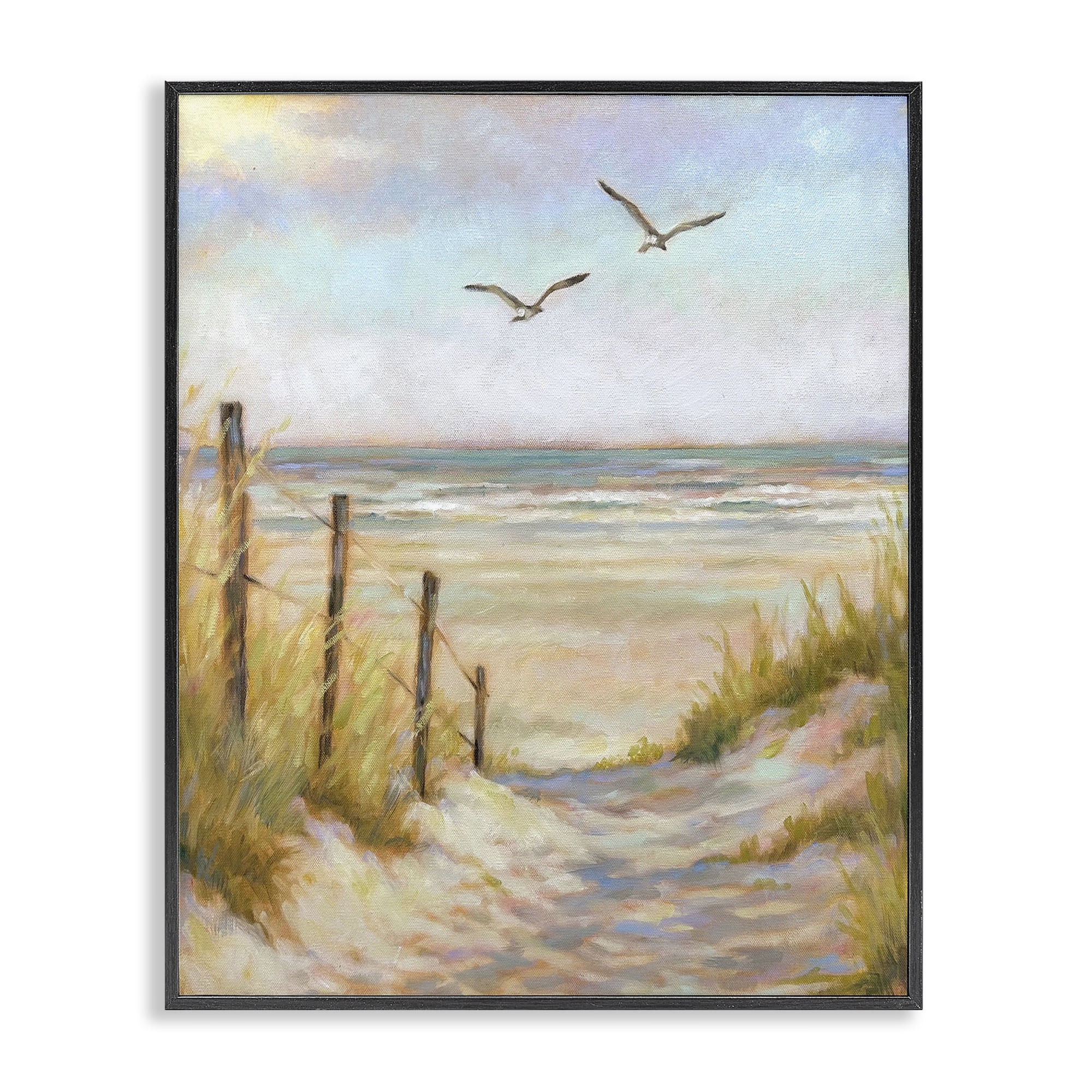 Stupell Industries Tranquility Beach Coastal Path Black Framed Giclee Art, design by Linda Sperruzzi