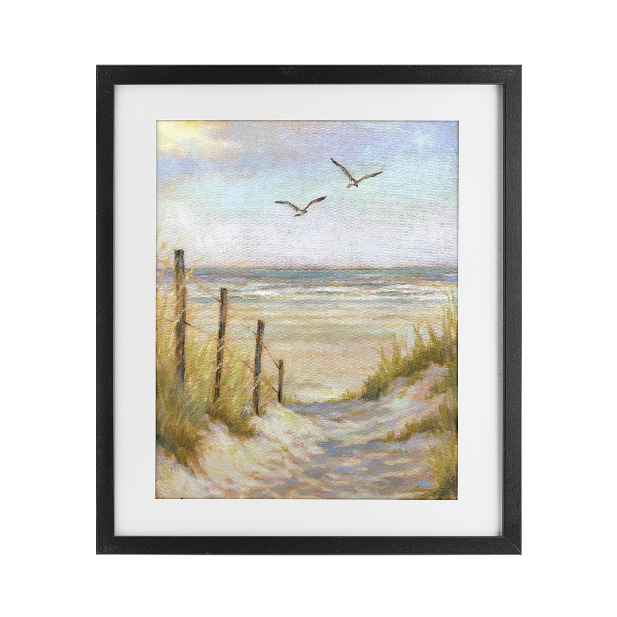 Stupell Industries Tranquility Beach Coastal Path Black Framed Print Under Glass, design by Linda Sperruzzi
