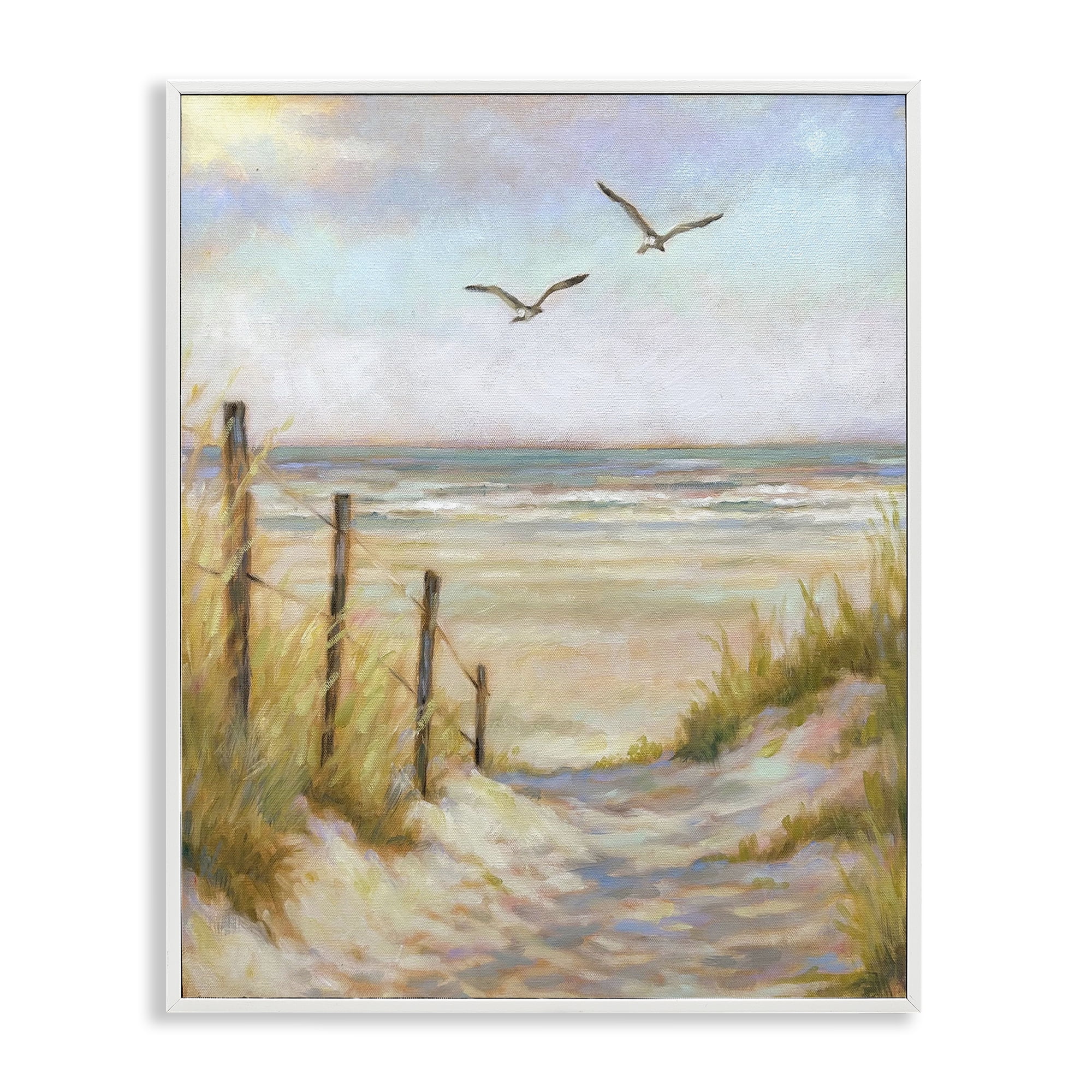 Stupell Industries Tranquility Beach Coastal Path White Framed Giclee Art, design by Linda Sperruzzi