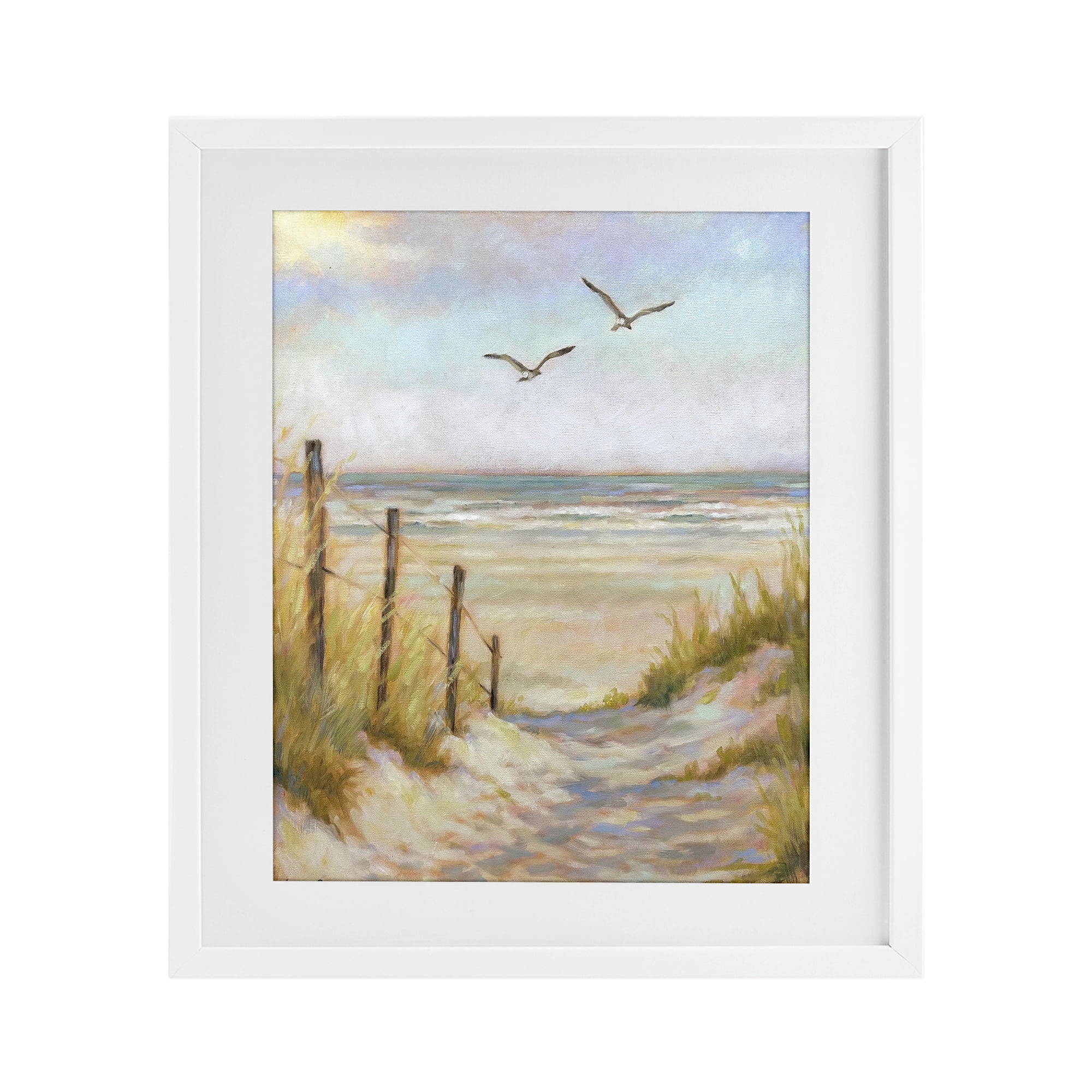 Stupell Industries Tranquility Beach Coastal Path White Framed Print Under Glass, design by Linda Sperruzzi