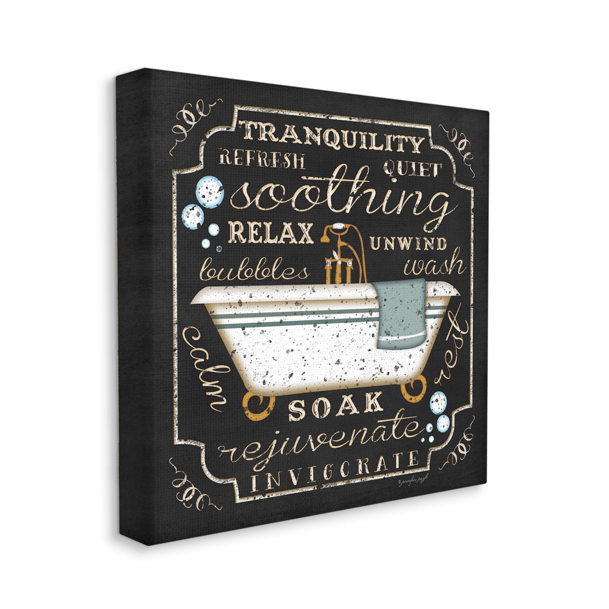 Stupell Industries Tranquility Tub Icon Textual Bathroom Art, 36 x 36,Design by Jennifer Pugh