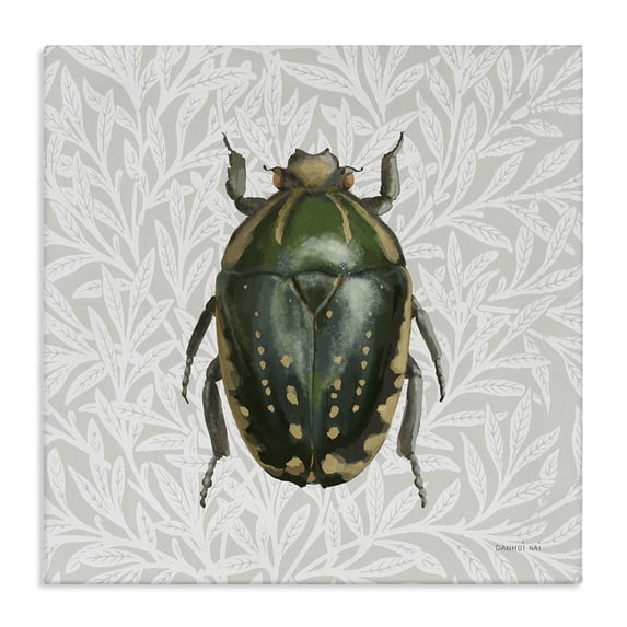Stupell Industries Transitional Beetle with Botanical Pattern Canvas Art, 17 x 17, by Danhui Nai
