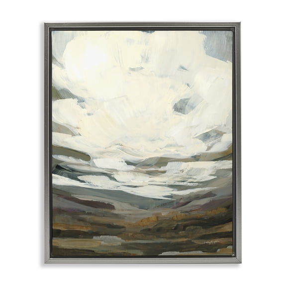 Stupell Industries Transitional Cloudy Abstract View Gray Floating Frame Canvas Art, 25 x 31, by Haley Knighten