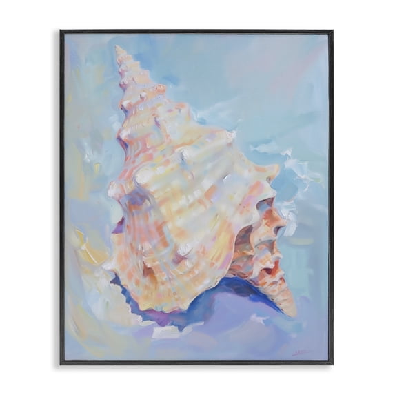 Stupell Industries Transitional Coastal Conch Shell Black Framed Giclee Art, 24 x 30, by Arlington Prints