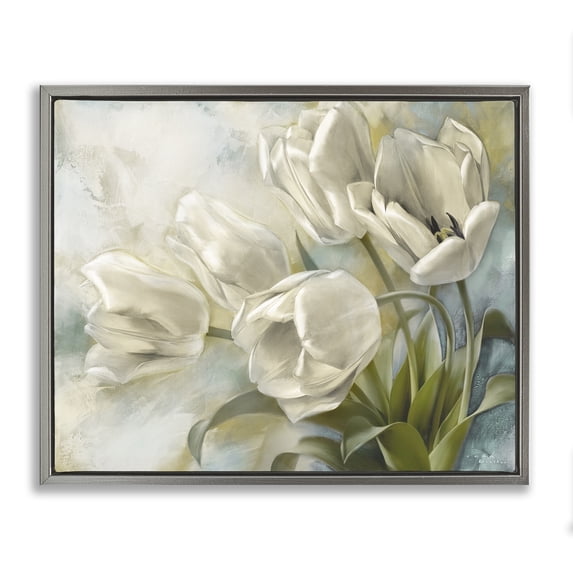 Stupell Industries Transitional Curling Tulip Blooms Gray Floating Frame Canvas Art, 21 x 17, by Igor Levashov