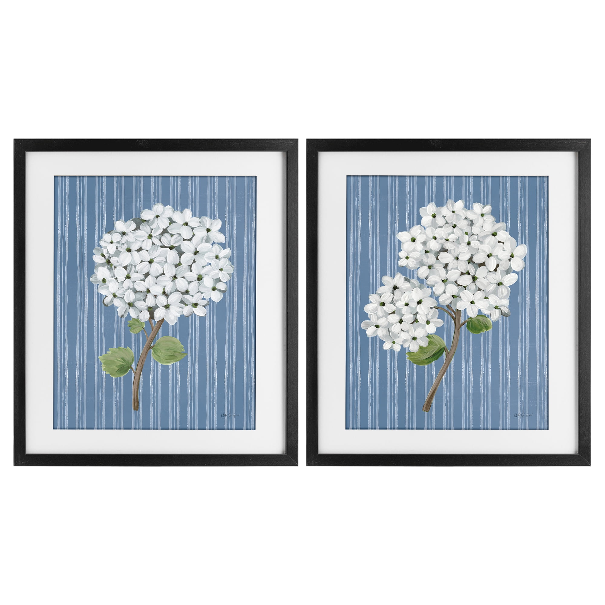 Stupell Industries Transitional French Blue Hydrangea Bundles Black 2pc ...