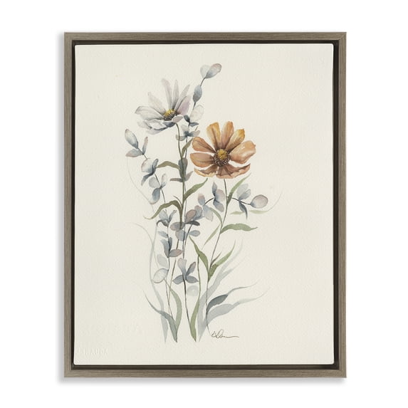 Stupell Industries Transitional Organic Watercolor Blooms Brown Floating Frame Canvas Art, 25 x 31, by Cady Driver