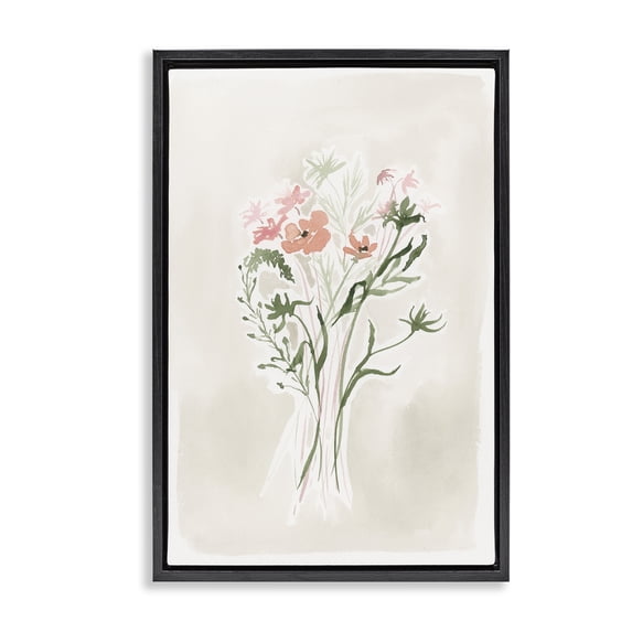 Stupell Industries Transitional Subtle Pastel Blooms Black Floating Frame Canvas Art, 21 x 31, by Lucille Price