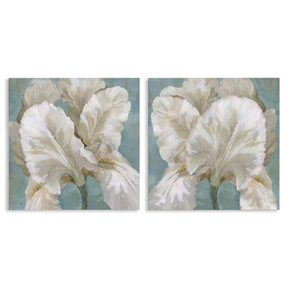 Stupell Industries Transitional White Iris Flower 2pc Canvas Art Set, 17 x 17 each, by Nan