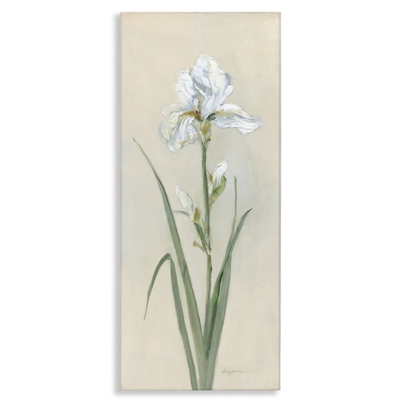Stupell Industries Transitional White Iris on Beige Canvas Art, 10 x 24, by Sally Swatland
