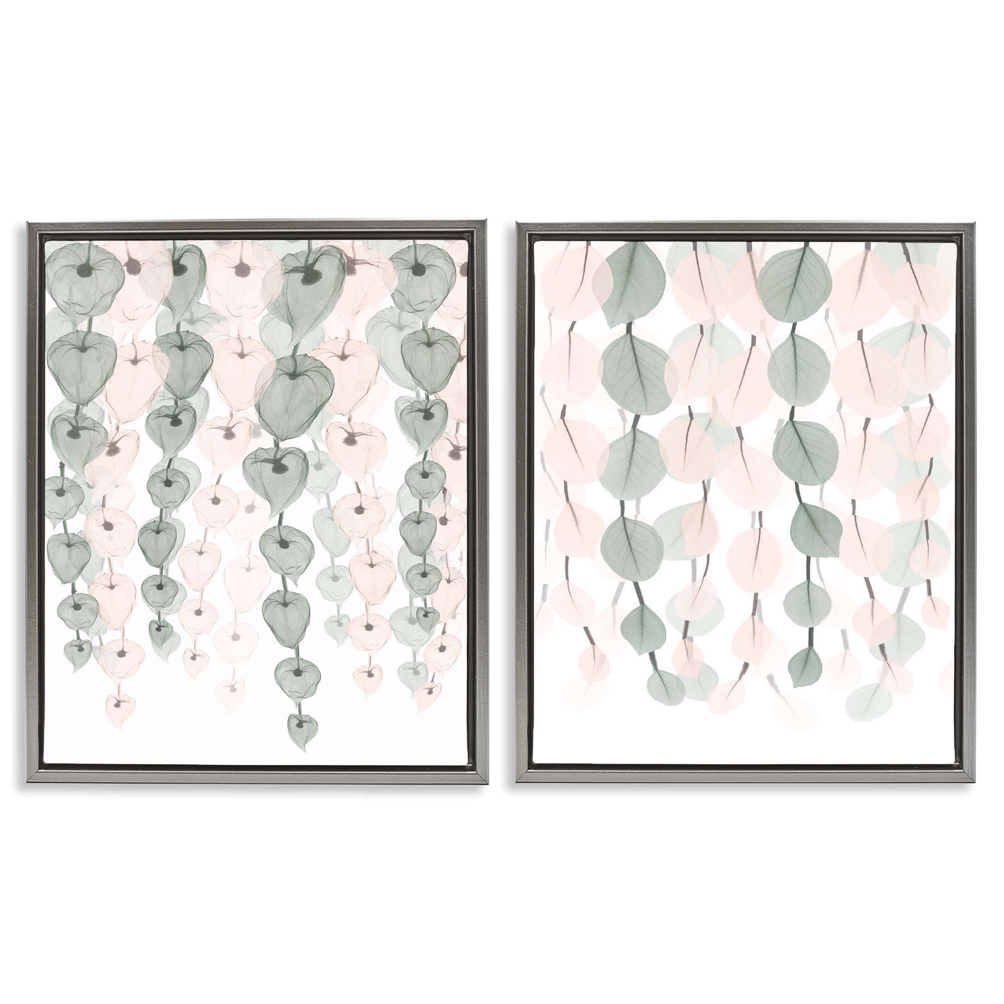 Stupell Industries Translucent Hanging Vines Foliage Botanical & Floral Photography Gray Floater Framed Canvas Art Print Wall Art, 17 x 21, Set of 2