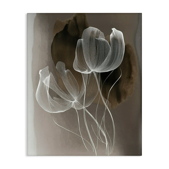 Stupell Industries Transparent Gossamer Flowers Floral Painting Wrapped Canvas Canvas Art Print Wall Art, 24 x 30