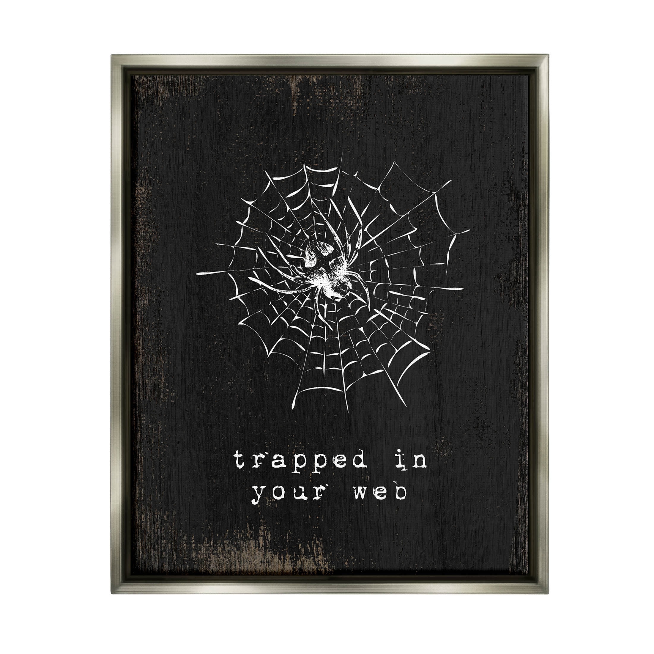 Stupell Industries Trapped In Your Web Spider Graphic Art Luster Gray Floating Framed Canvas Print Wall Art, Design by Lil' Rue
