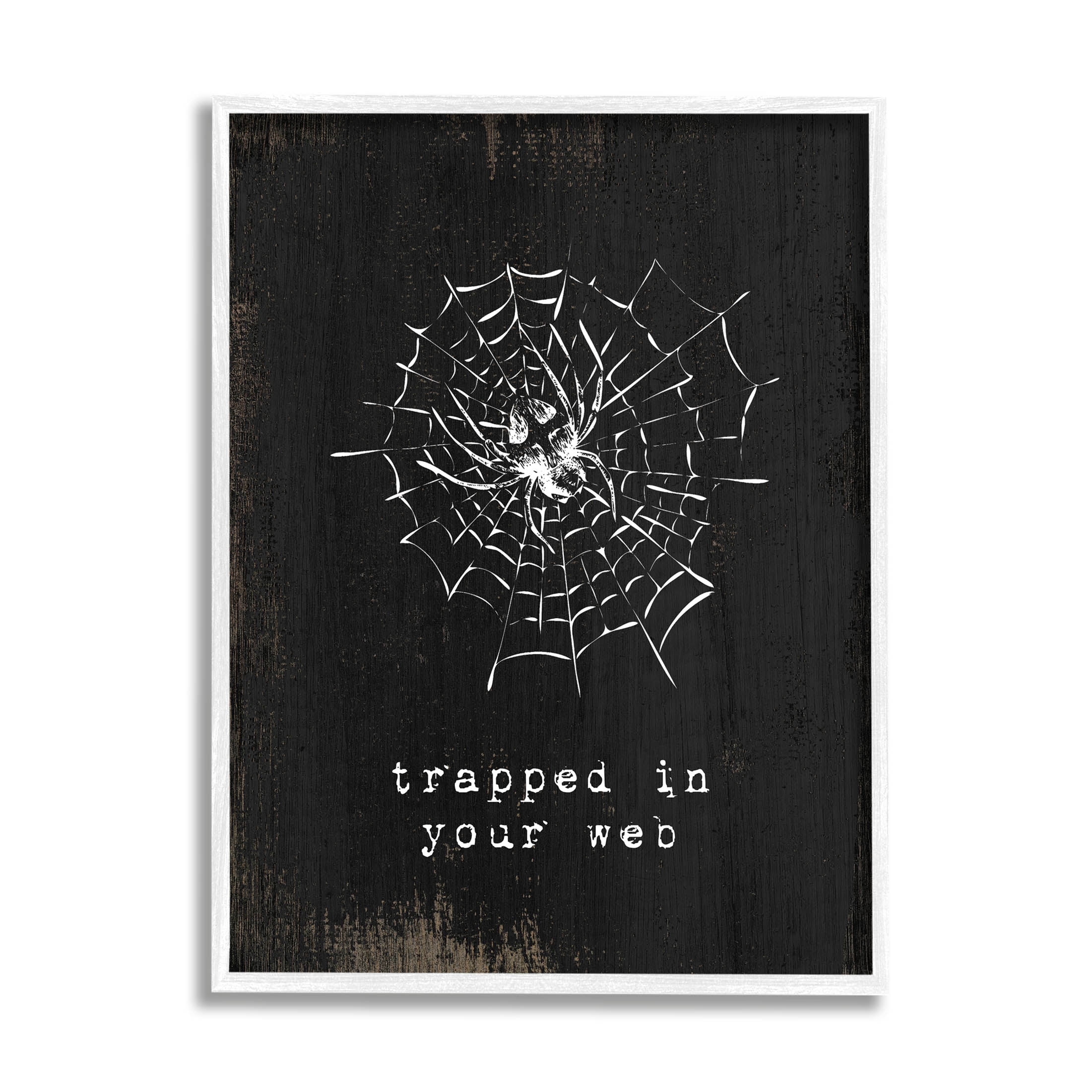 Stupell Industries Trapped In Your Web Spider Graphic Art White Framed Art Print Wall Art, Design by Lil' Rue