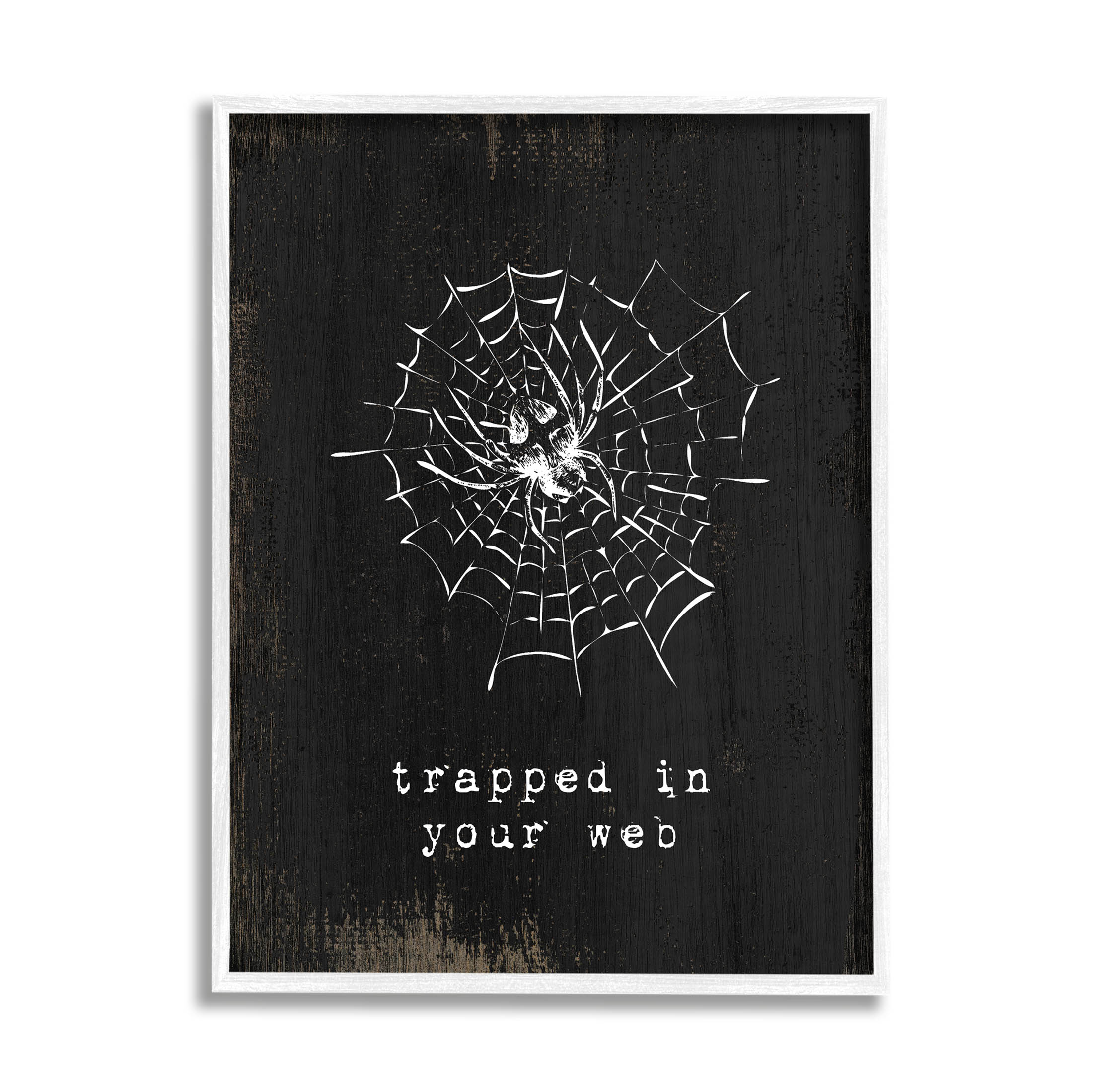 Stupell Industries Trapped In Your Web Spider Graphic Art White Framed Art Print Wall Art, Design by Lil' Rue