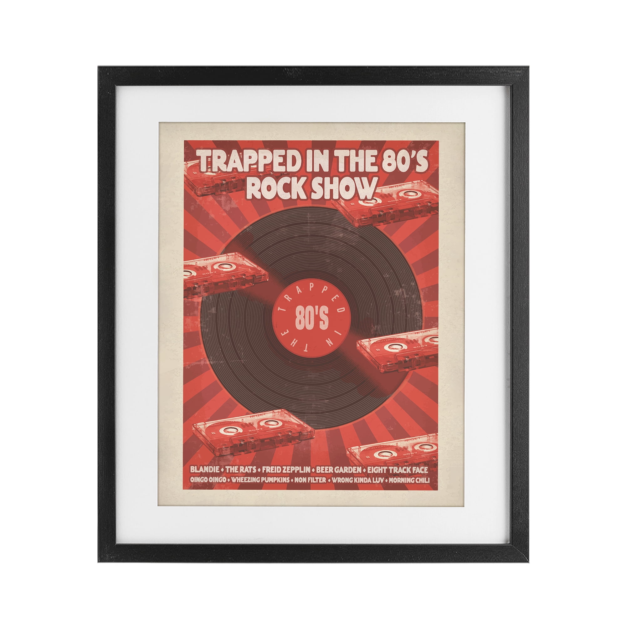 Stupell Industries Trapped in 80s Rock Show Black Framed Print Under Glass, design by Old Red Truck