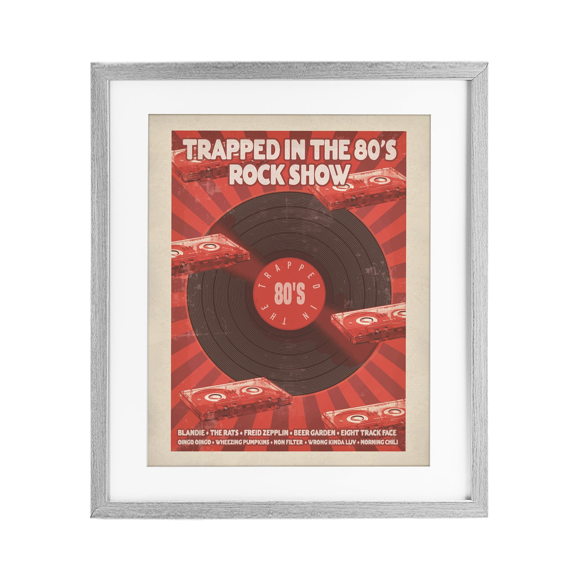 Stupell Industries Trapped in 80s Rock Show Gray Framed Print Under Glass, design by Old Red Truck