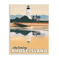 Stupell Industries Travel Charming Rhode Island Seaside Lighthouse Beacon Graphic Art Unframed Art Print Wall Art, Design by David Owens Illustration