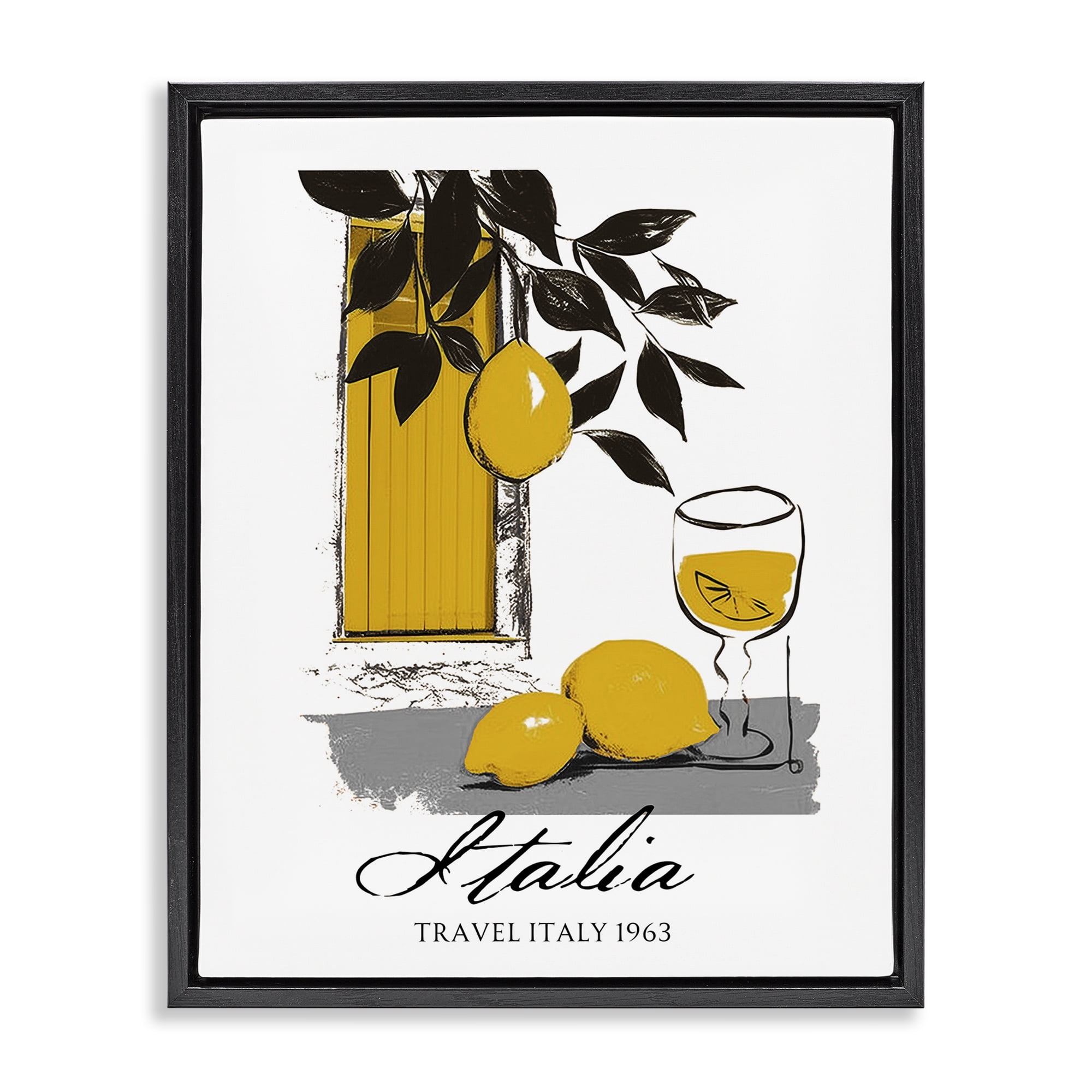 Stupell Industries Travel Italia Lemons Black Framed Floater Canvas Wall Art, design by Annabelle Hall