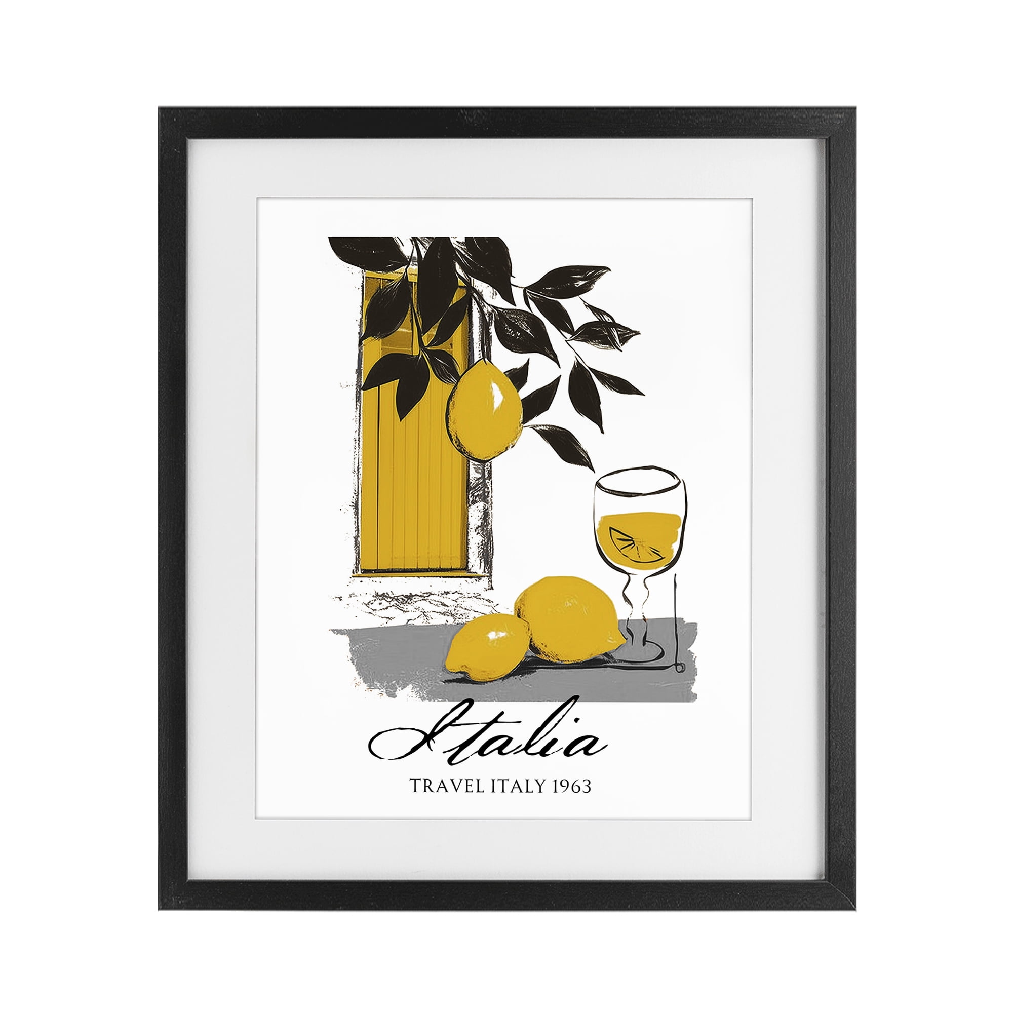 Stupell Industries Travel Italia Lemons Black Framed Print Under Glass, design by Annabelle Hall