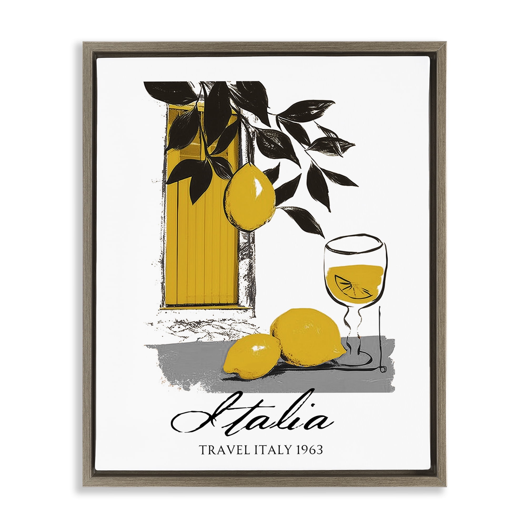 Stupell Industries Travel Italia Lemons Brown Framed Floater Canvas Wall Art, design by Annabelle Hall