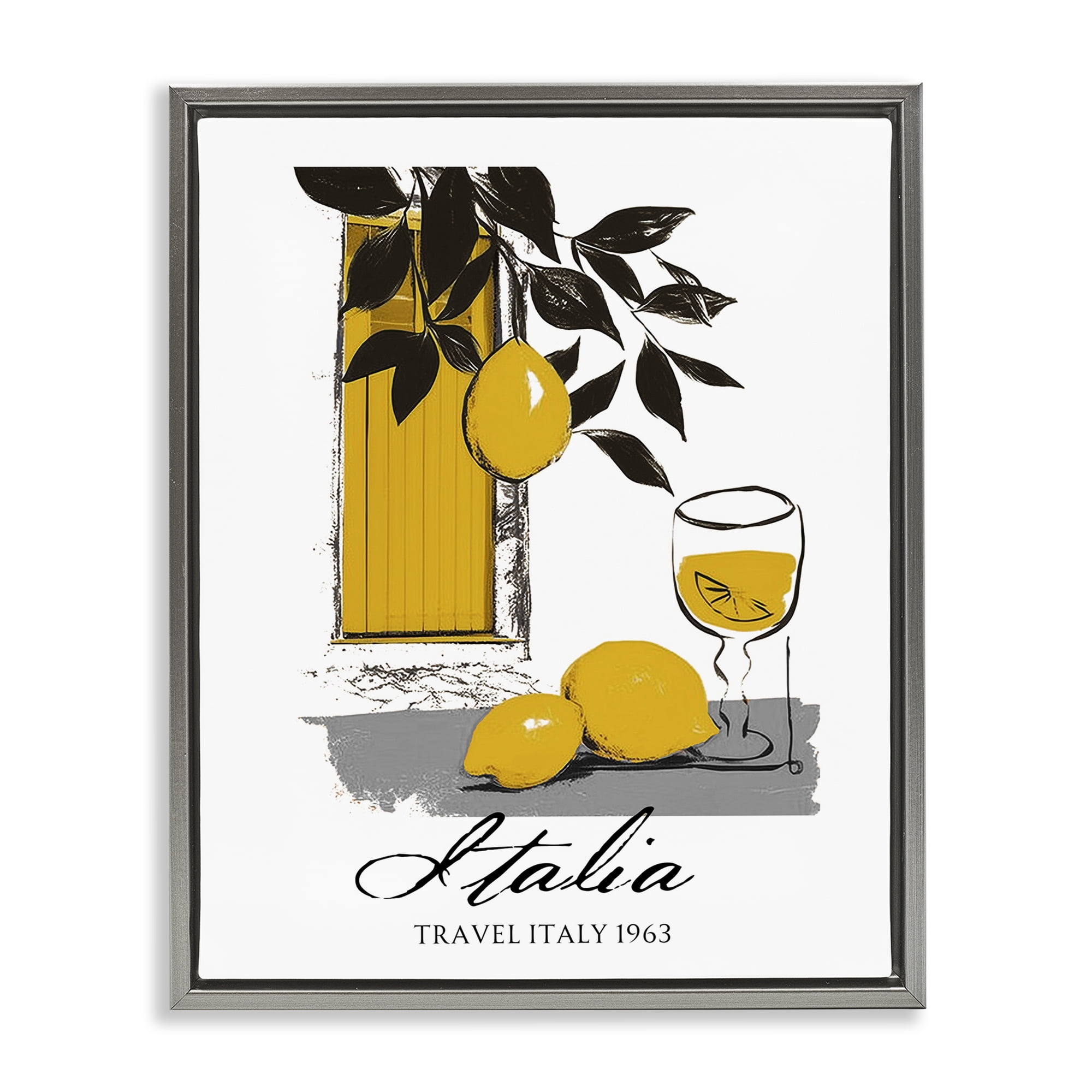 Stupell Industries Travel Italia Lemons Gray Framed Floater Canvas Wall Art, design by Annabelle Hall