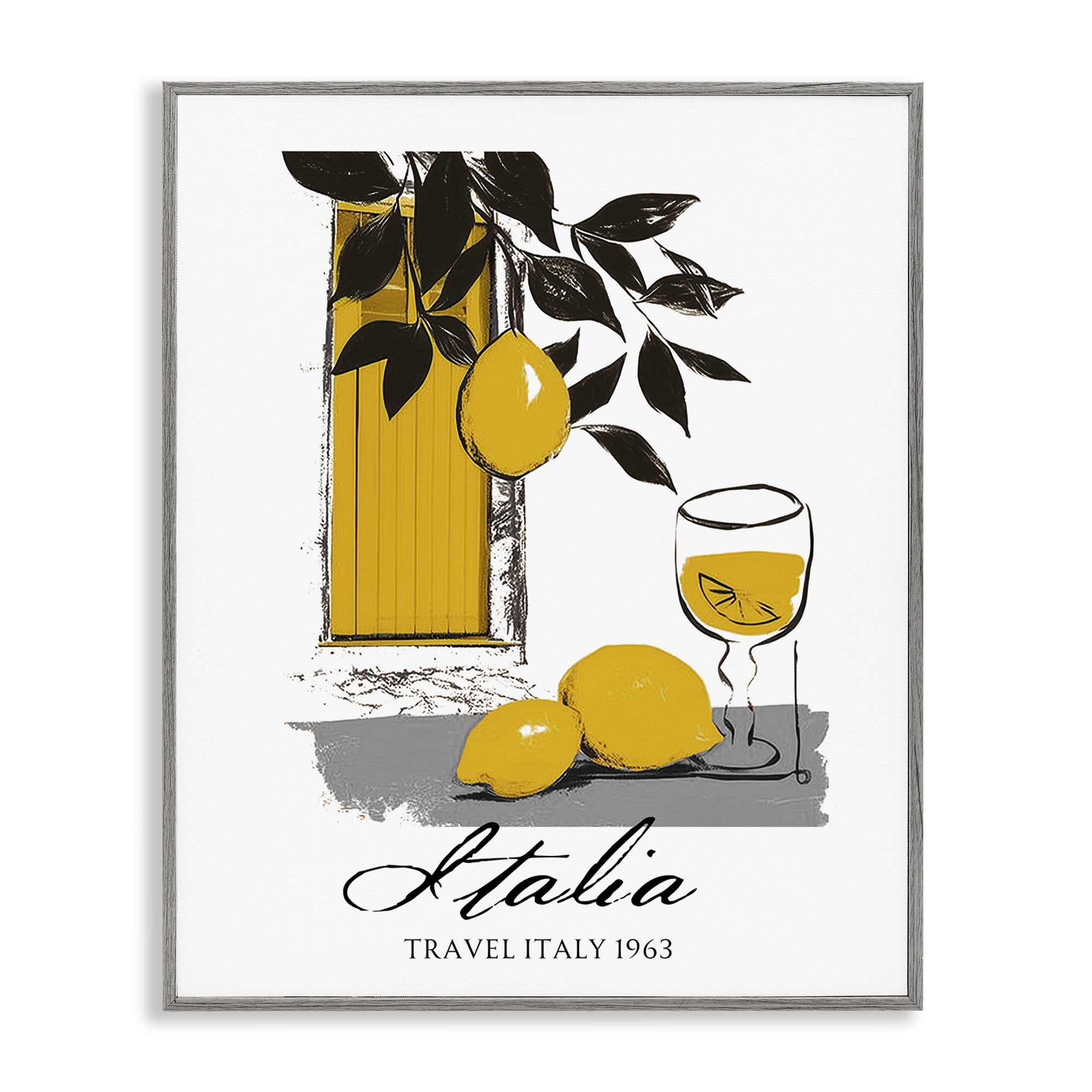 Stupell Industries Travel Italia Lemons Gray Framed Giclee Art, design by Annabelle Hall