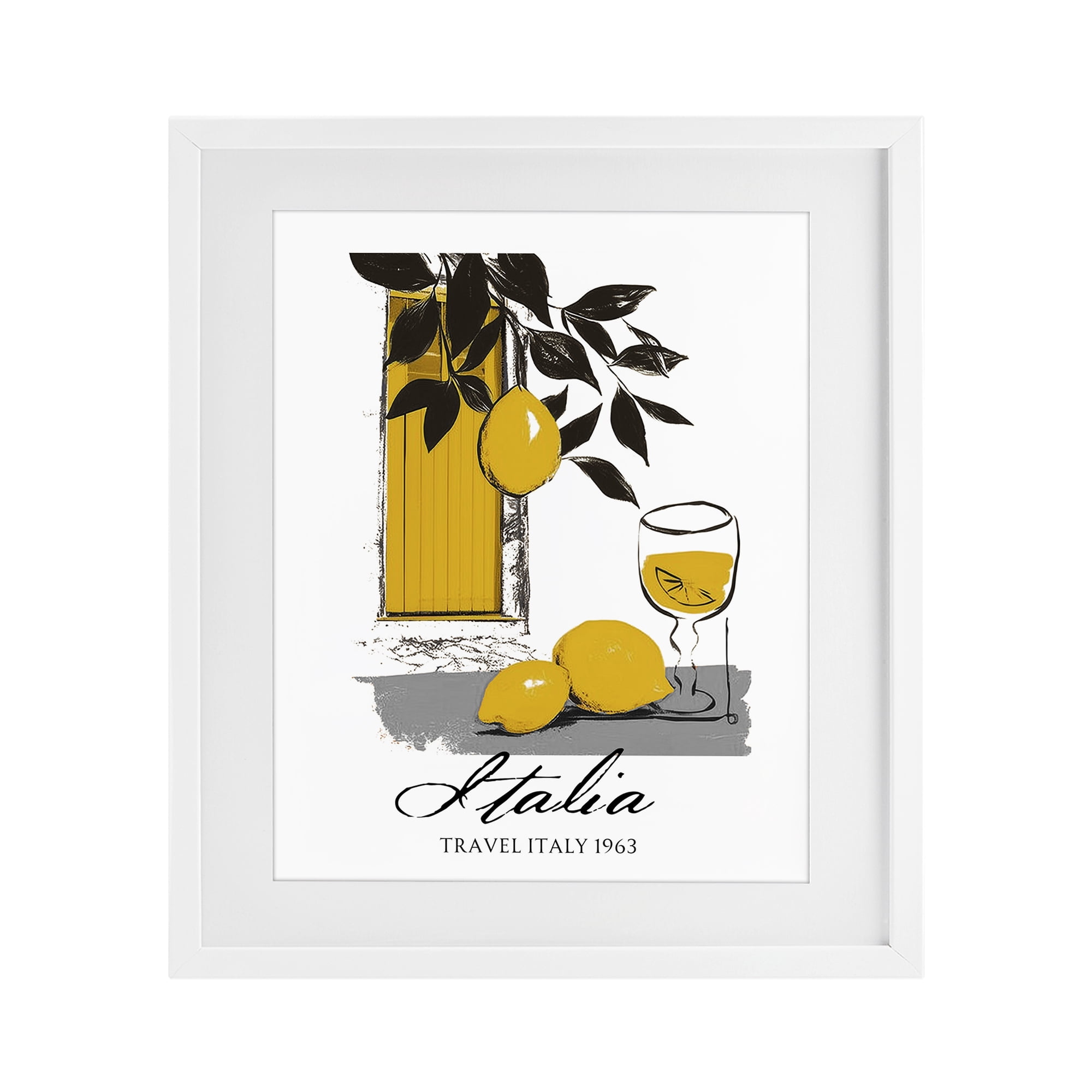 Stupell Industries Travel Italia Lemons White Framed Print Under Glass, design by Annabelle Hall