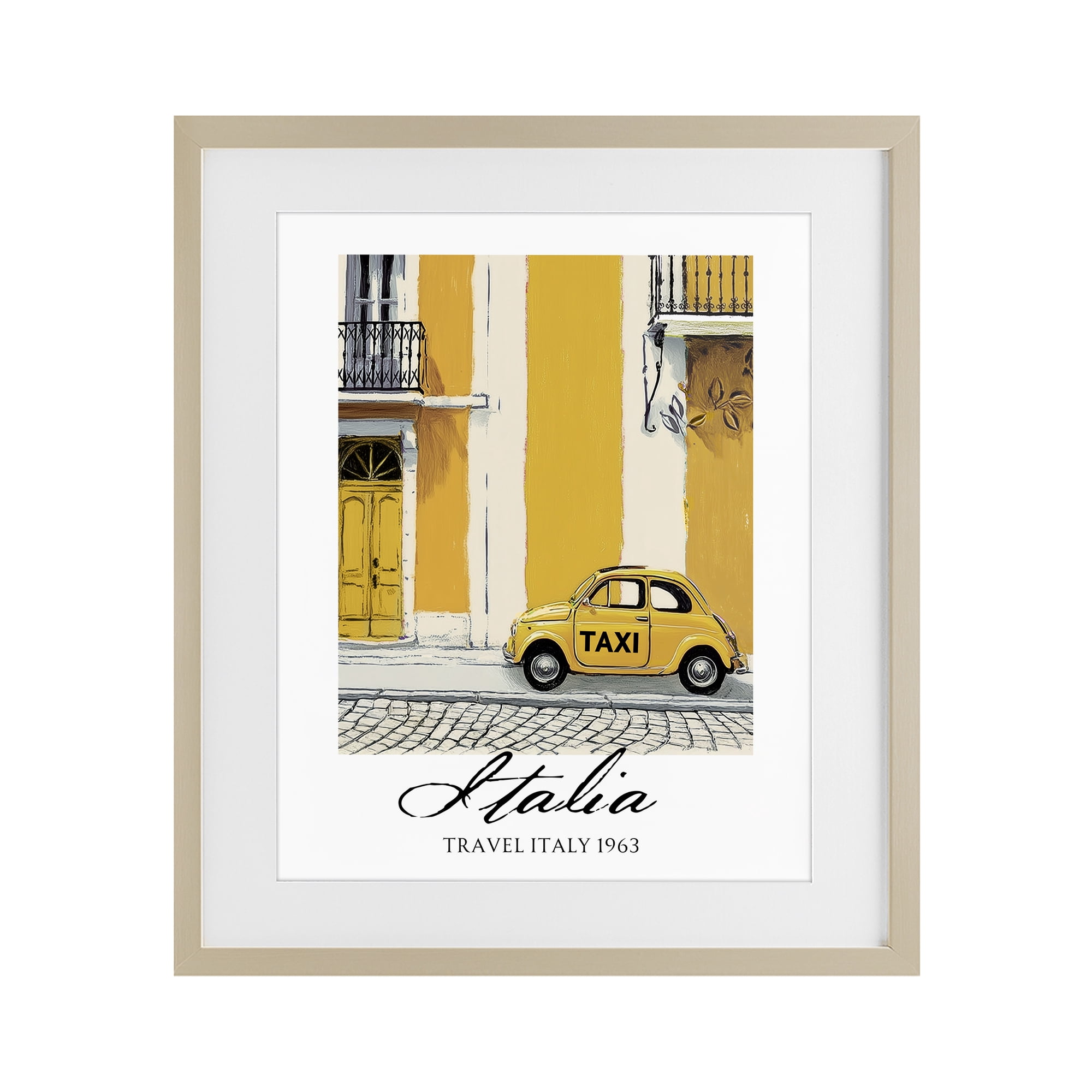 Stupell Industries Travel Italia Taxi Birch Framed Print Under Glass, design by Annabelle Hall