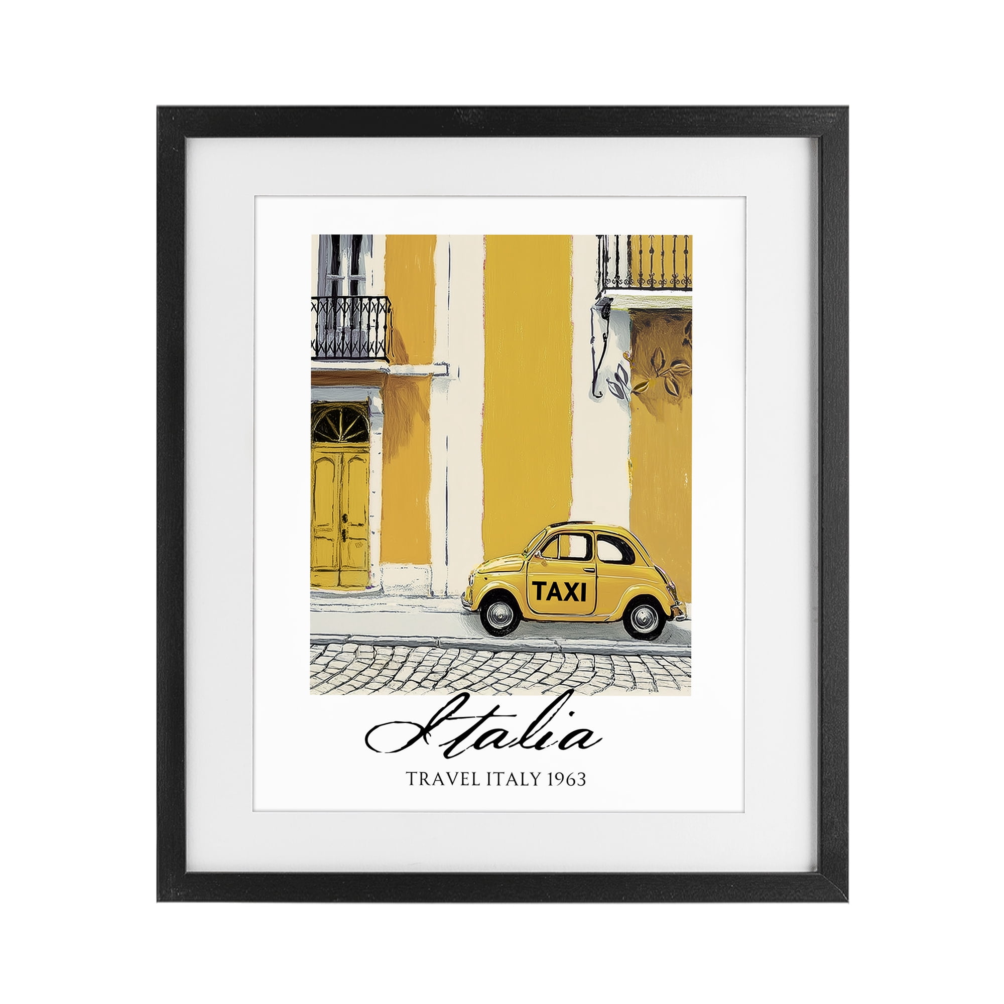 Stupell Industries Travel Italia Taxi Black Framed Print Under Glass, design by Annabelle Hall
