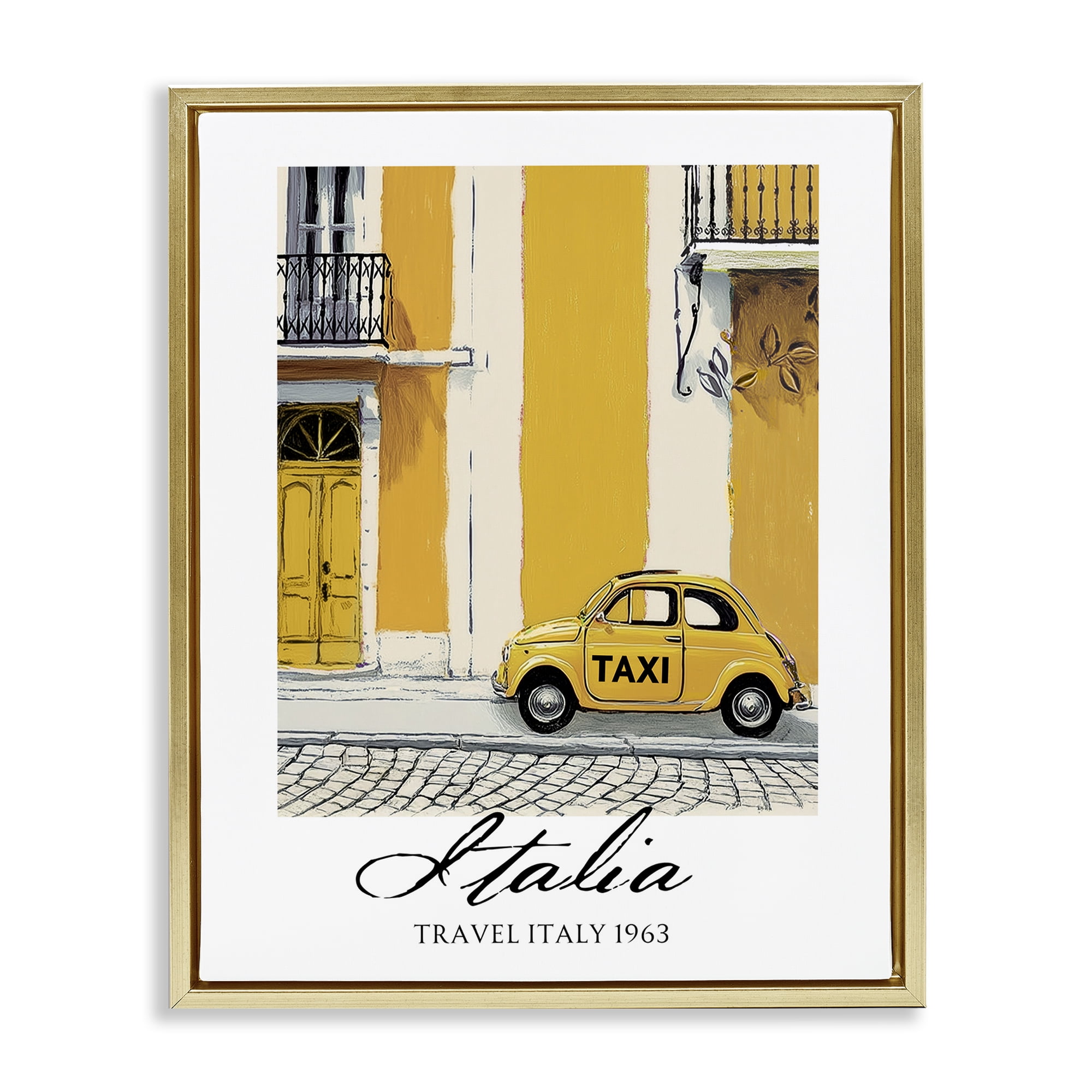 Stupell Industries Travel Italia Taxi Gold Framed Floater Canvas Wall Art, design by Annabelle Hall