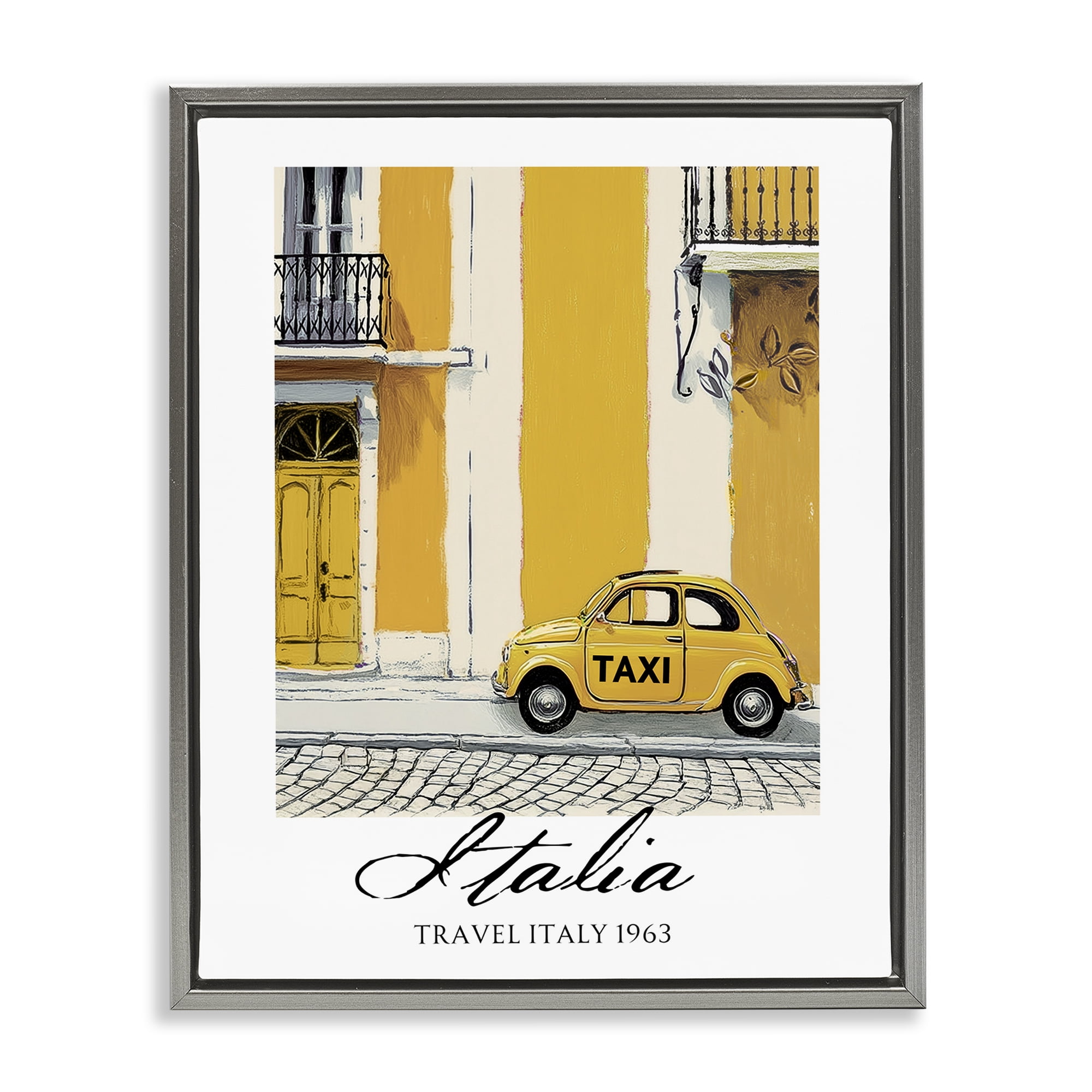 Stupell Industries Travel Italia Taxi Gray Framed Floater Canvas Wall Art, design by Annabelle Hall