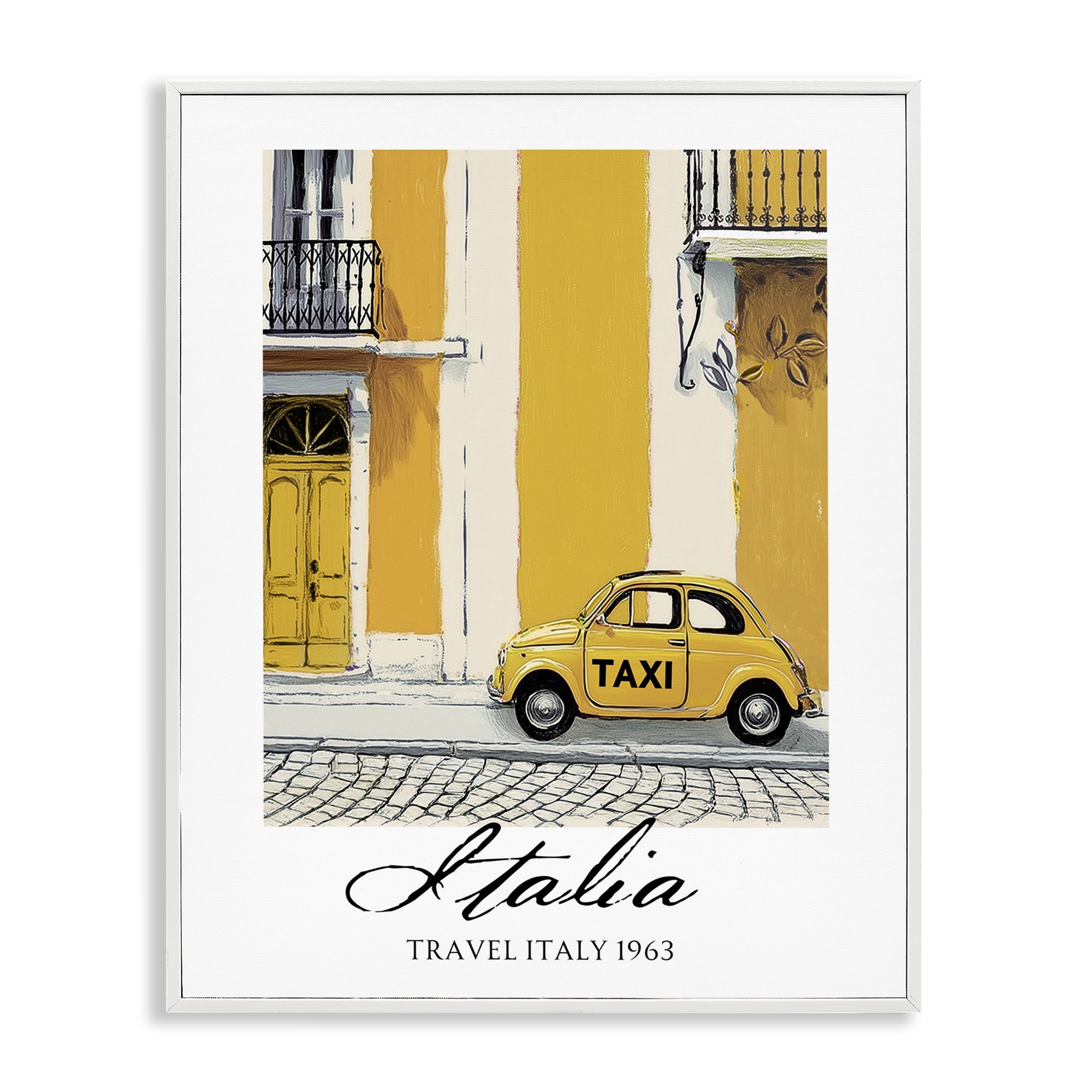 Stupell Industries Travel Italia Taxi White Framed Giclee Art, design by Annabelle Hall